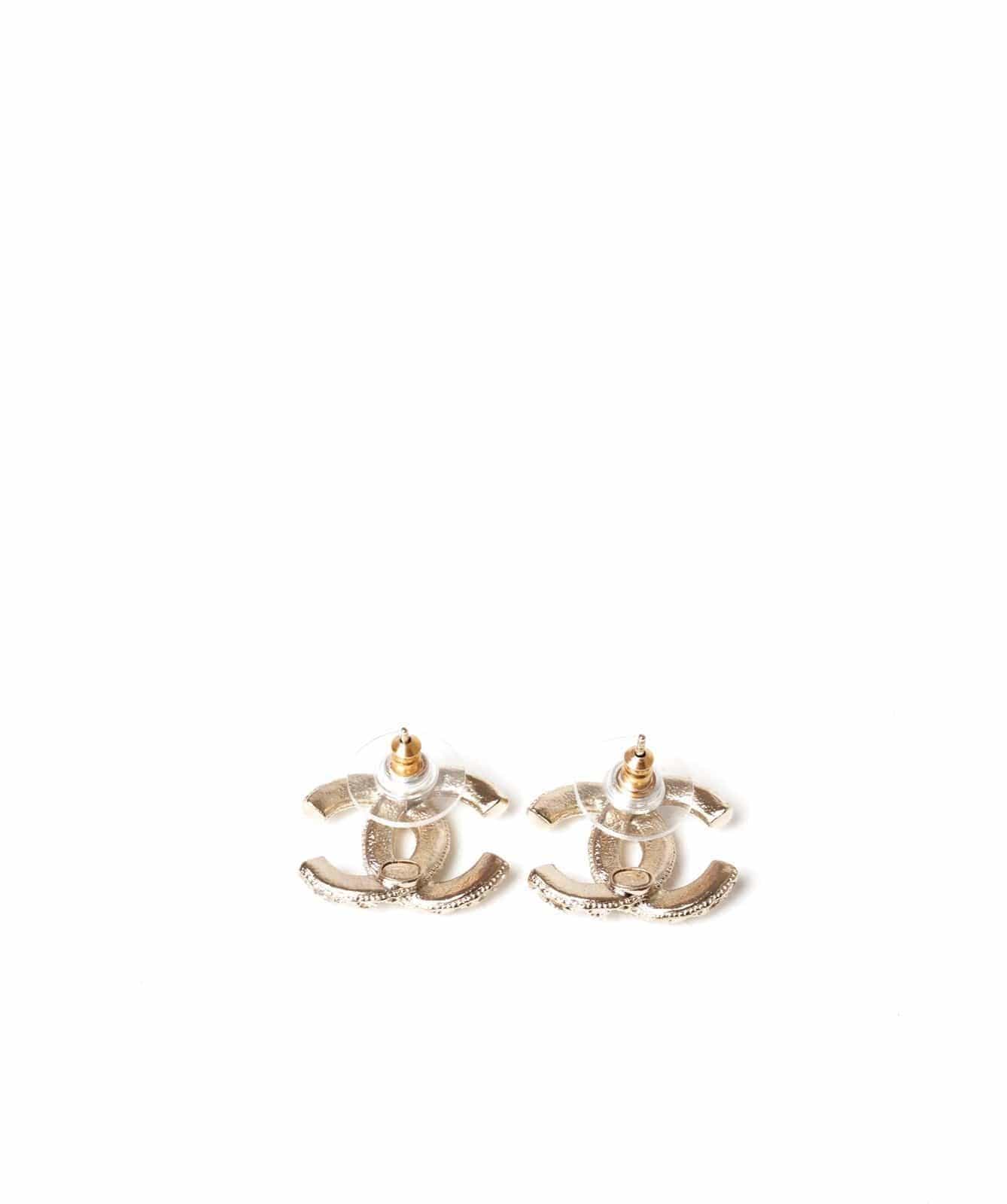 Chanel Chanel cystal and gold criss cross patterned earrings