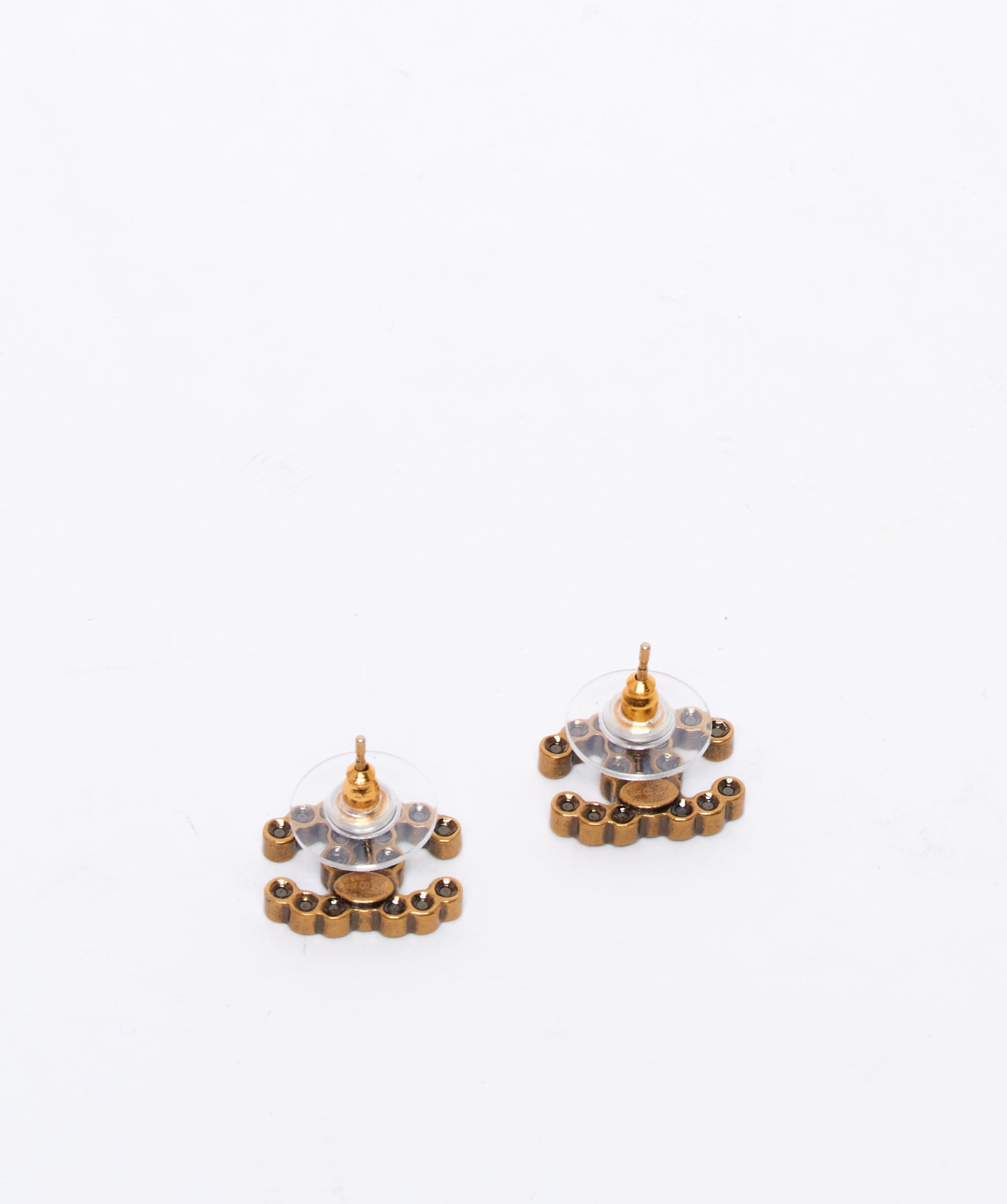 Chanel Chanel diamante CC with bobbled gold setting stud earrings