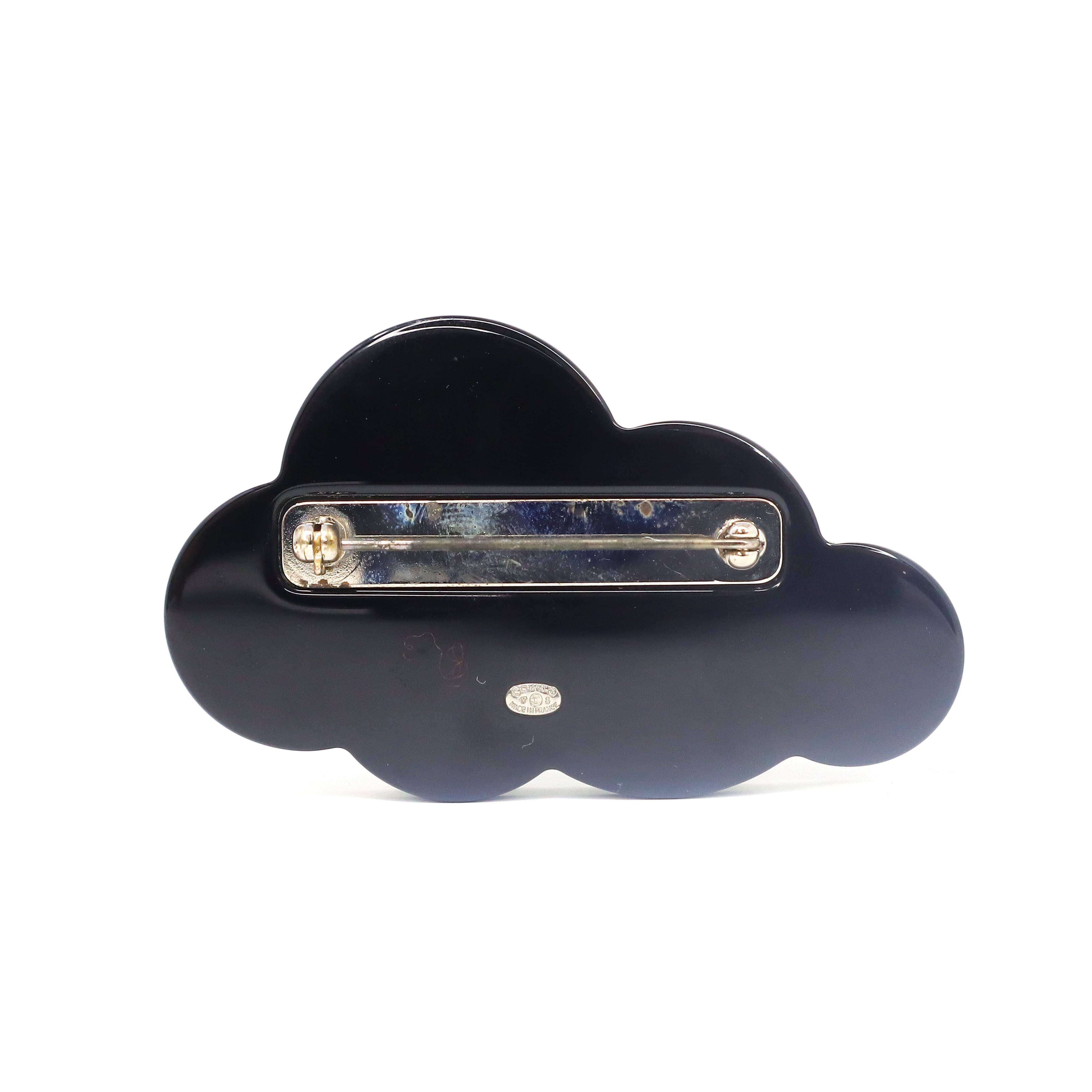 Chanel Chanel Glittered Pearl CC Cloud Brooch Black Silver