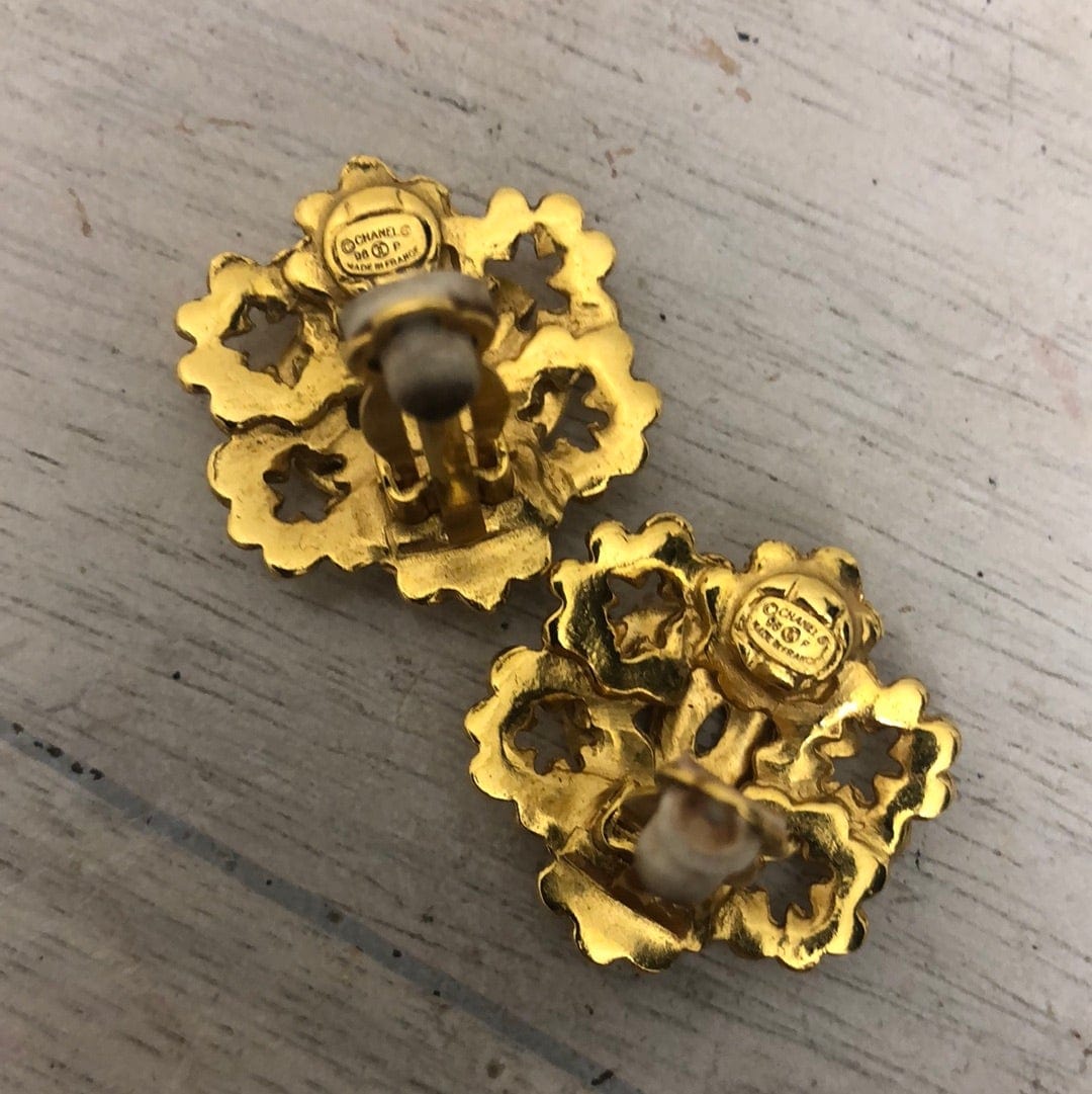 Chanel Chanel Gold CC Flower Clip On Earrings - ASL2072