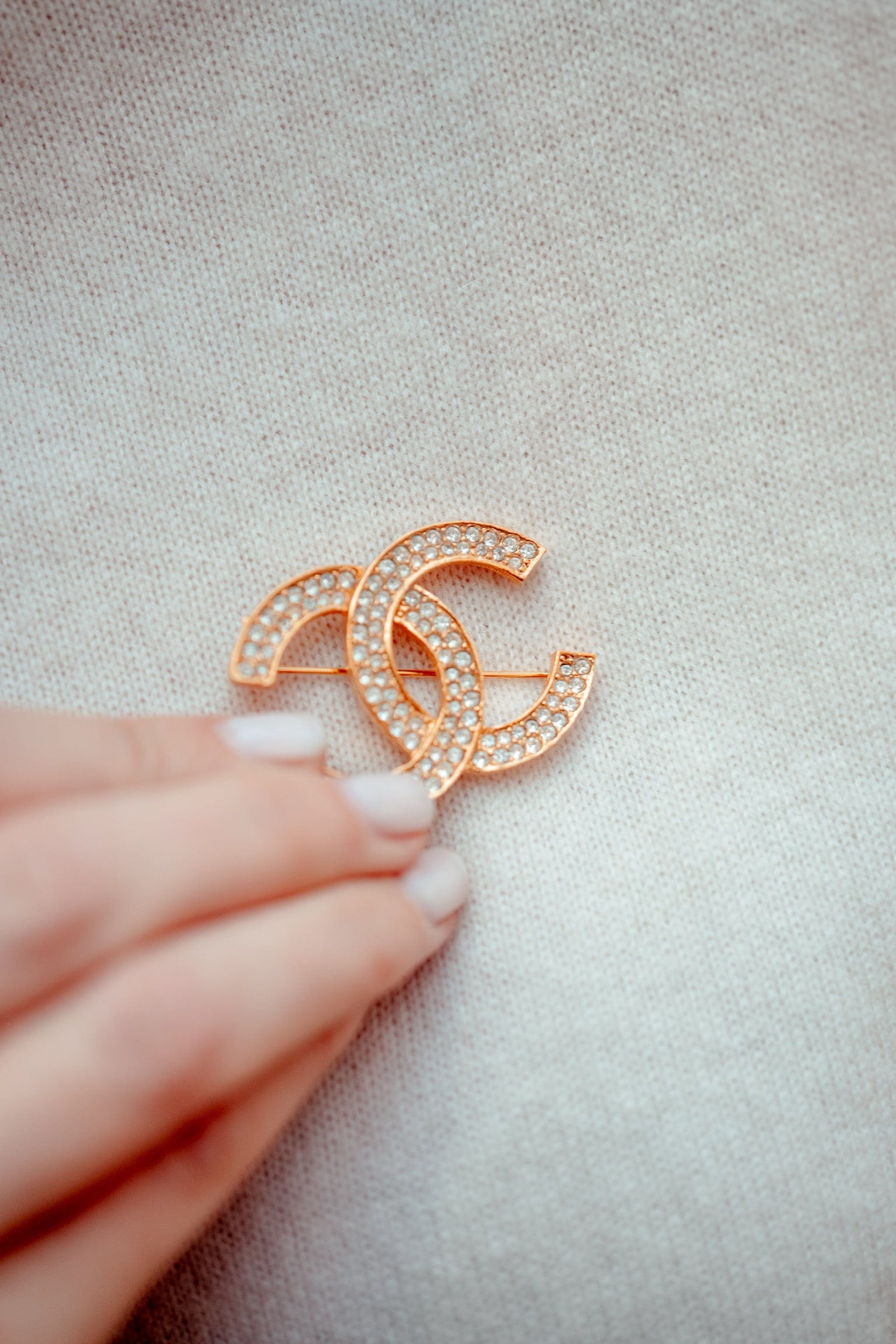 Chanel Chanel Gold Diamanté CC Brooch - AWL2456