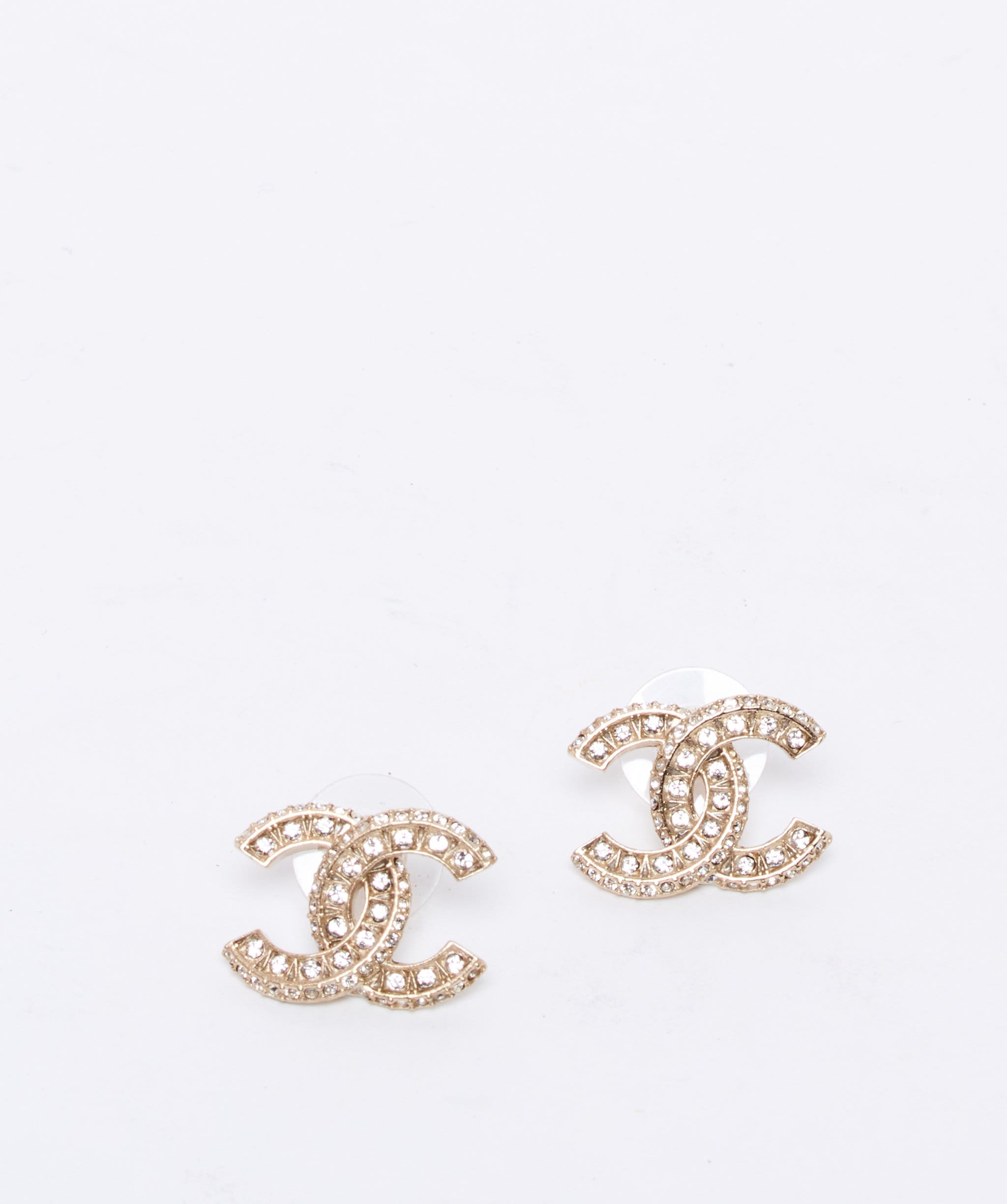 Chanel Chanel ingrained crystal CC stud earrings