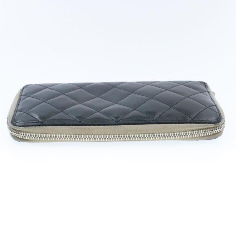 Chanel Chanel Lamb Skin Matelasse Long Wallet Black CC