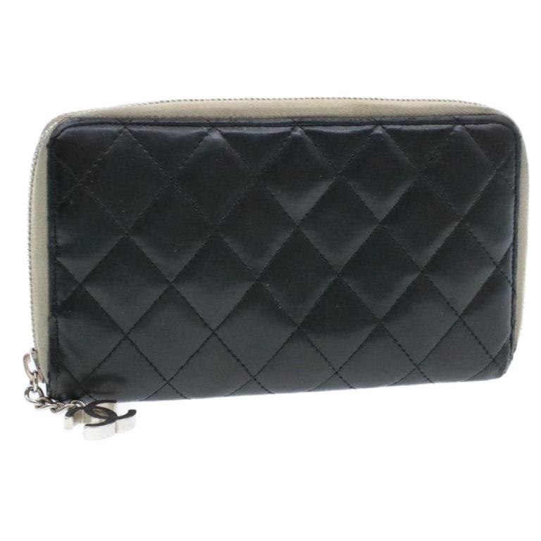 Chanel Chanel Lamb Skin Matelasse Long Wallet Black CC