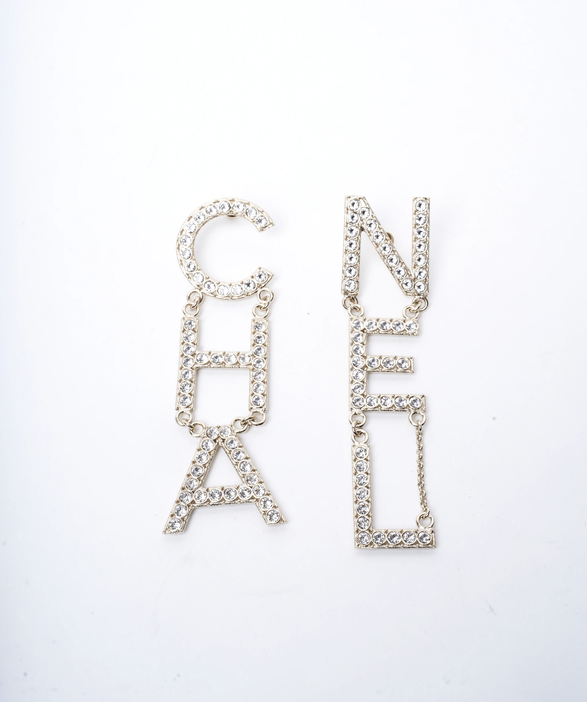 Chanel Chanel lettered drop crystal earrings