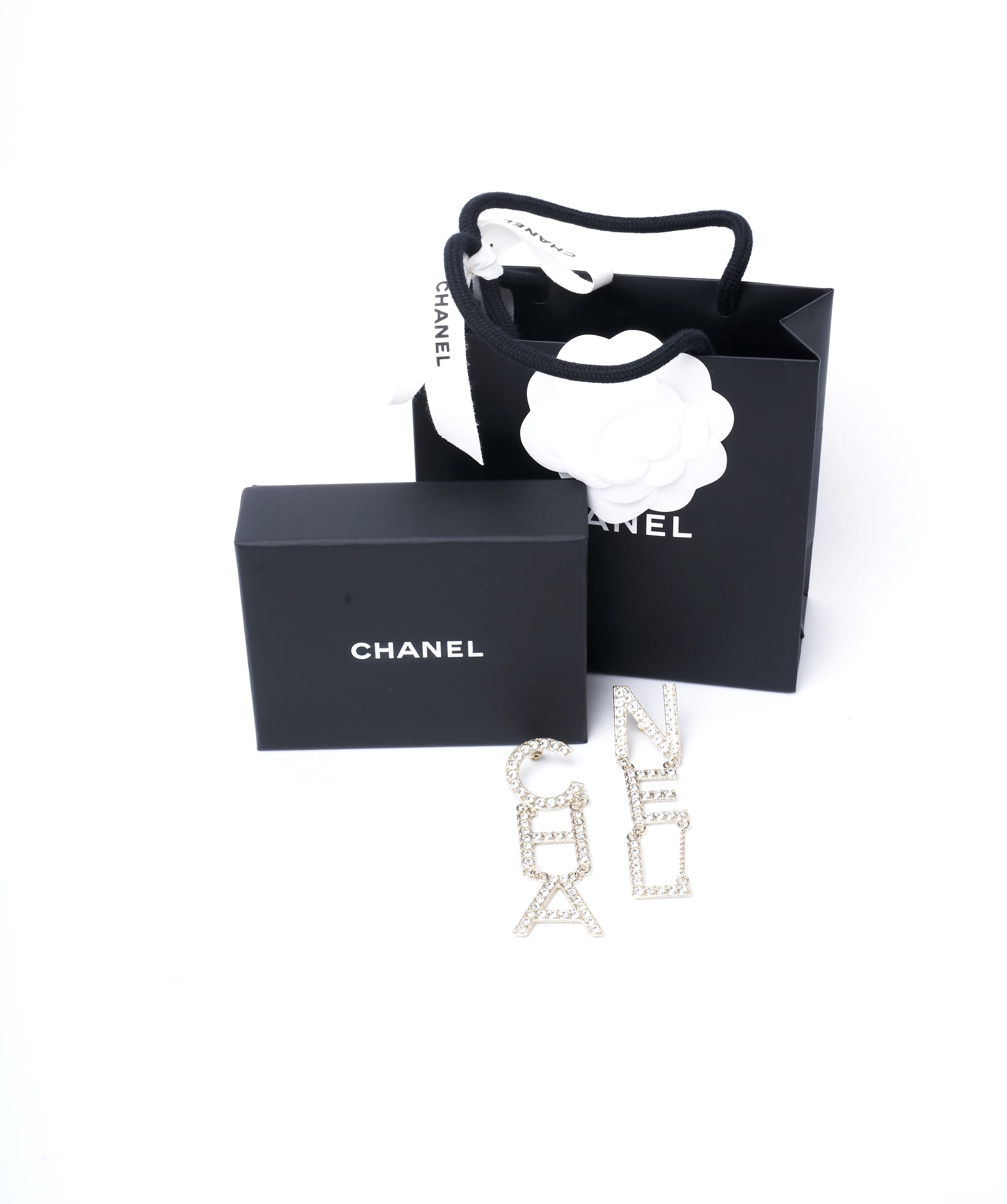 Chanel Chanel lettered drop crystal earrings