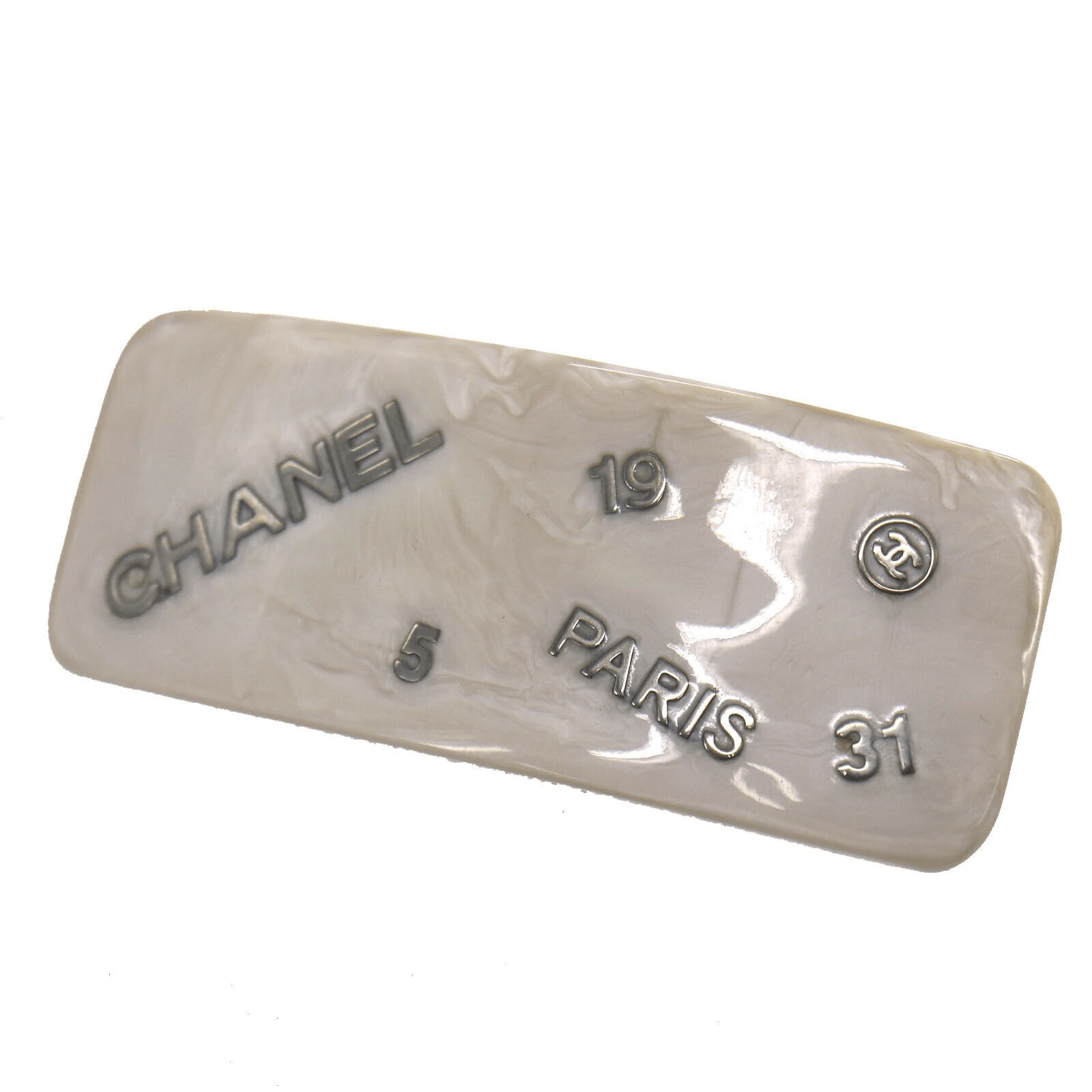 Chanel Chanel Logo Marble Barrette Clip