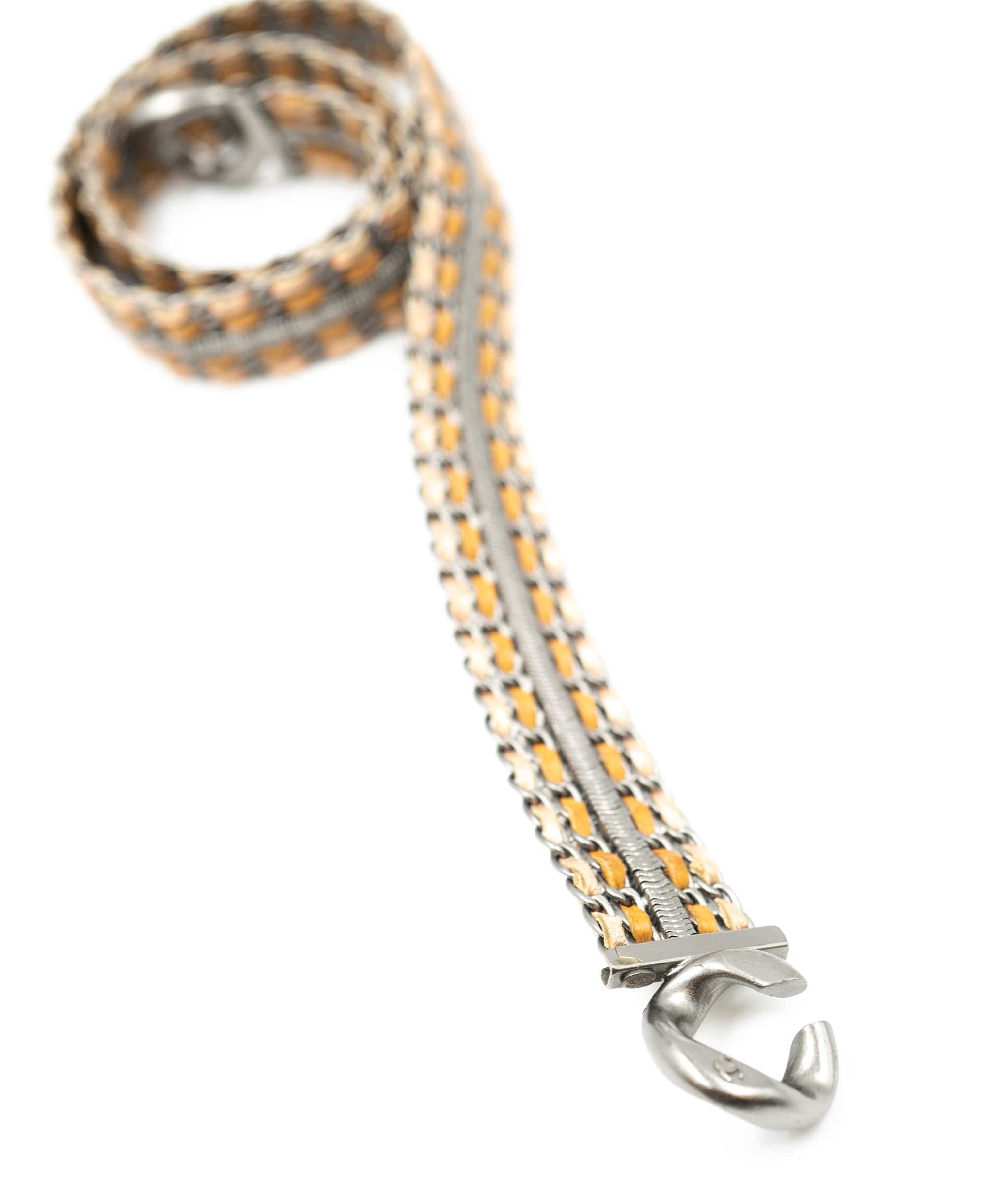 Chanel Chanel Metal Belt Silver Interwoven Leather - AWL1975