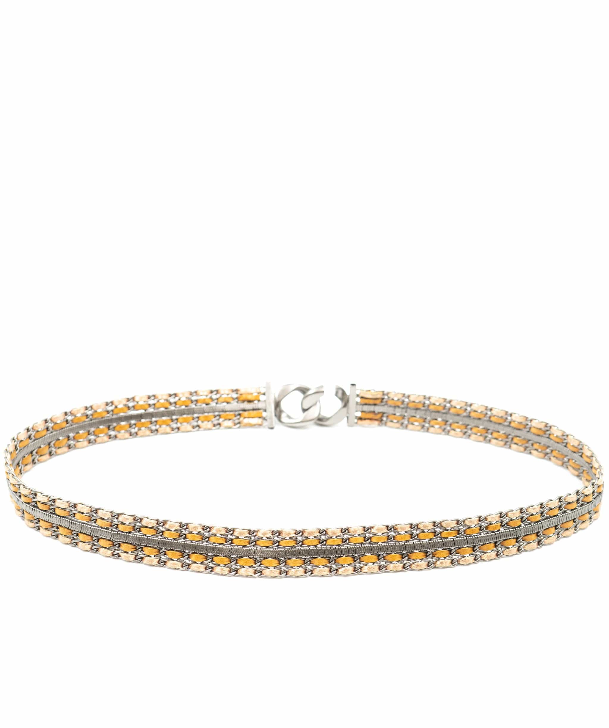 Chanel Chanel Metal Belt Silver Interwoven Leather - AWL1975