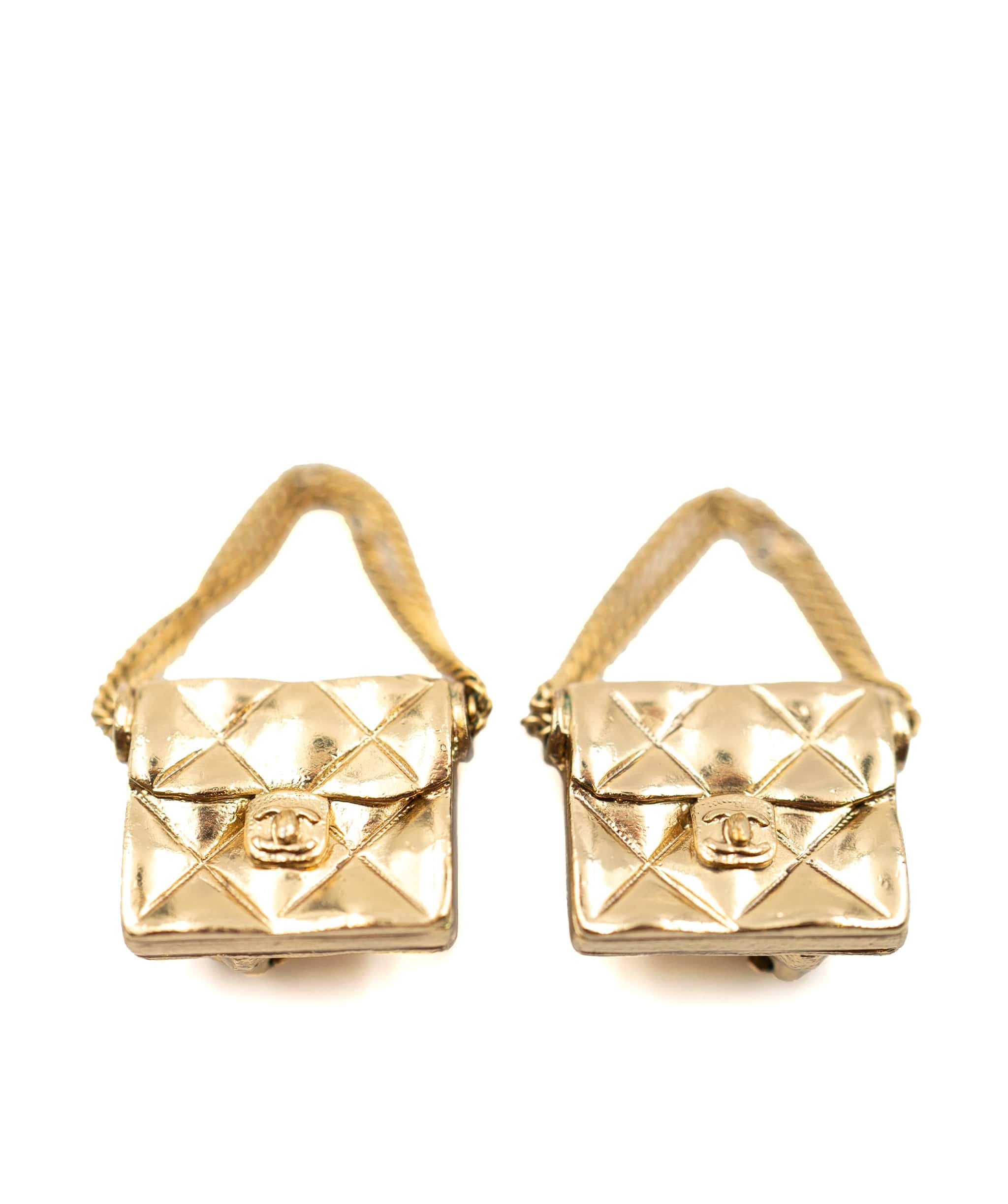 Chanel Chanel mini square handbag clips with chains, golden - AEC1025