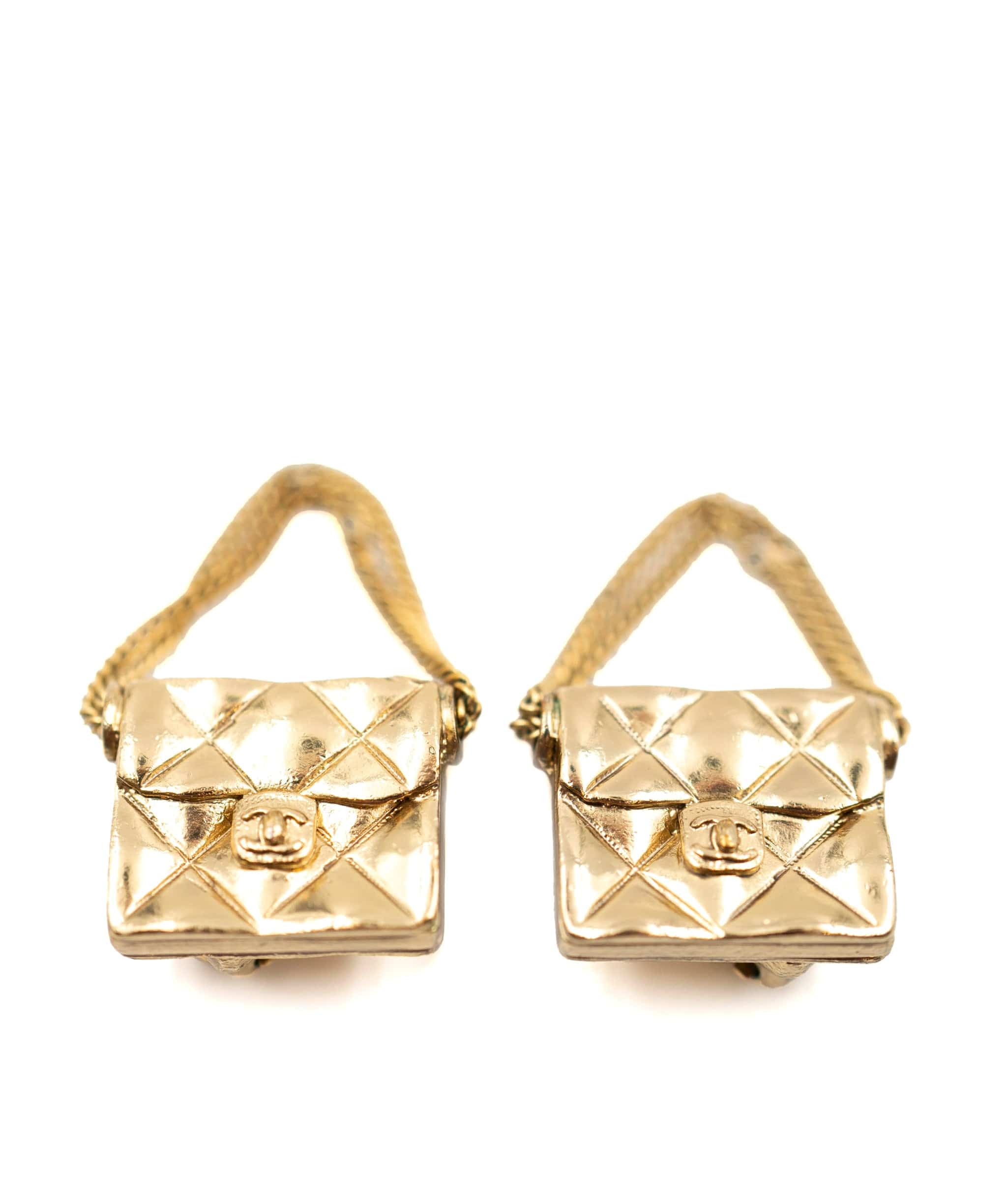 Chanel Chanel mini square handbag clips with chains, golden - AEC1025