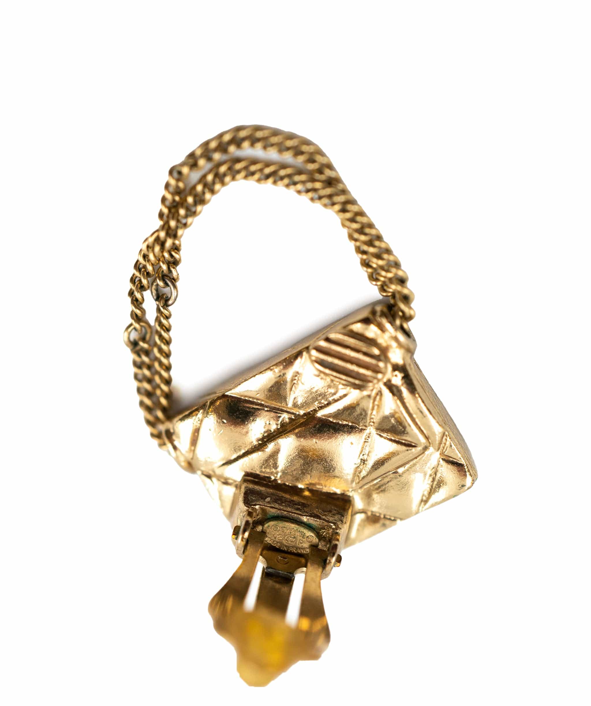 Chanel Chanel mini square handbag clips with chains, golden - AEC1025