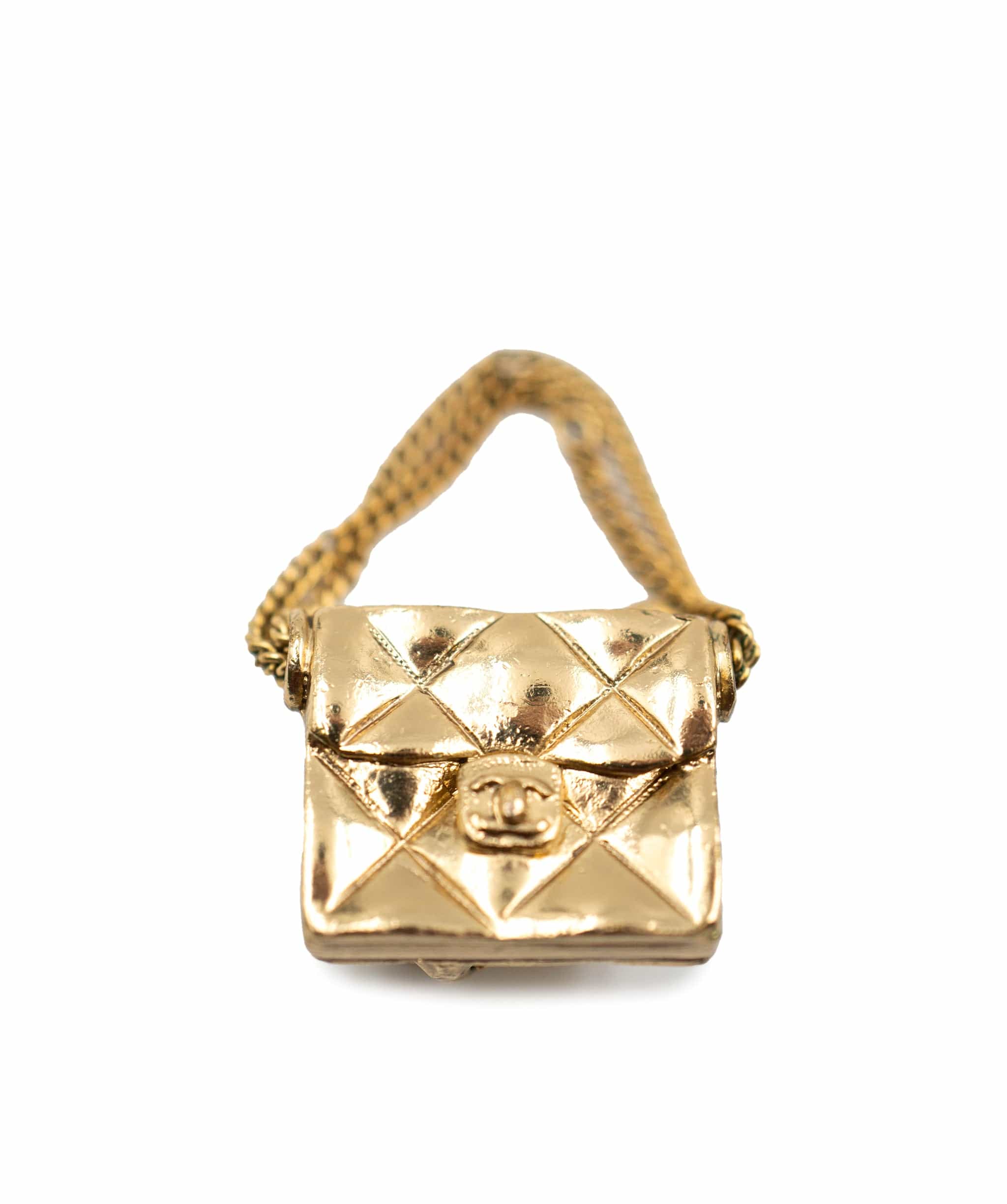 Chanel Chanel mini square handbag clips with chains, golden - AEC1025