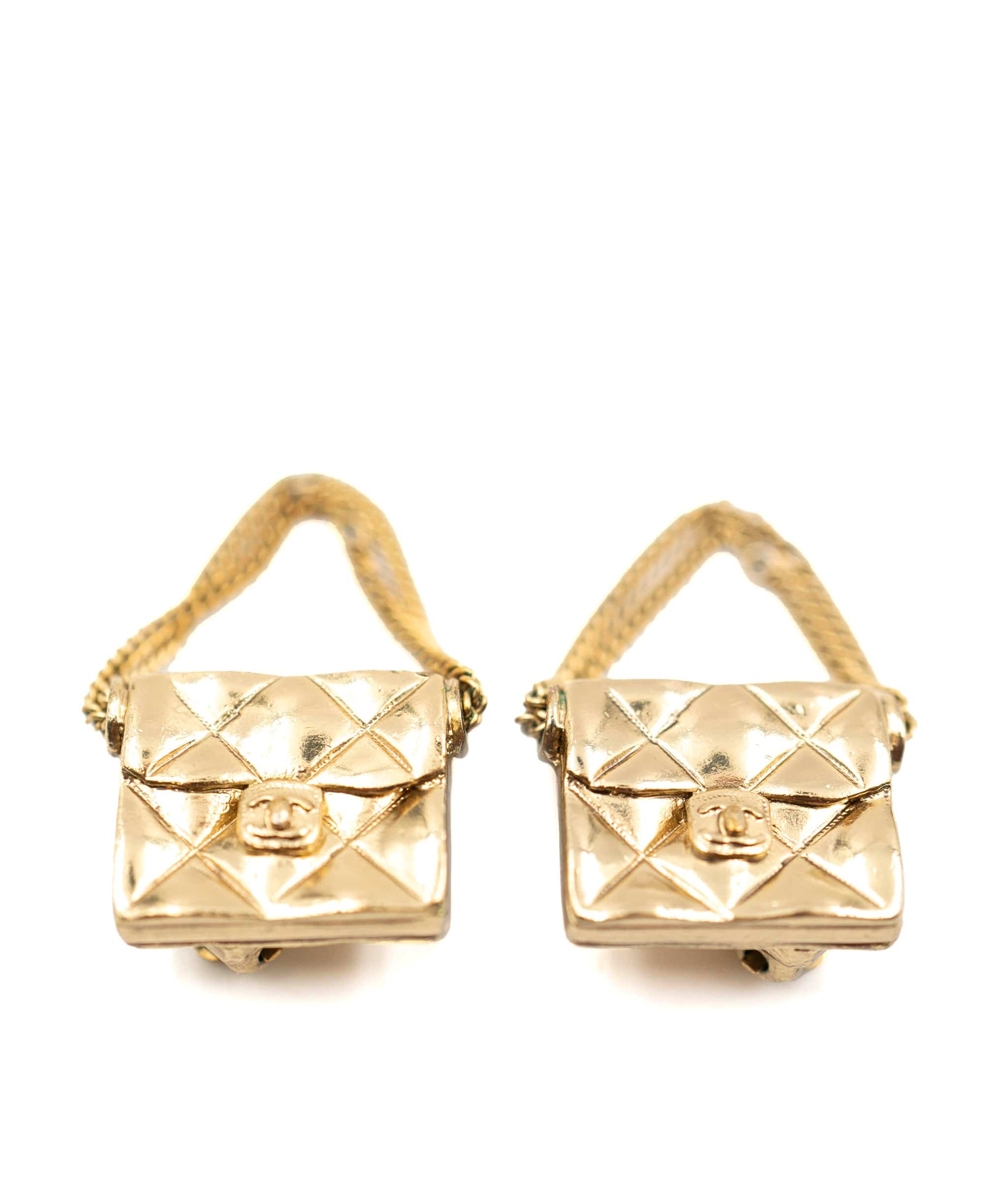 Chanel Chanel mini square handbag clips with chains, golden - AEC1025