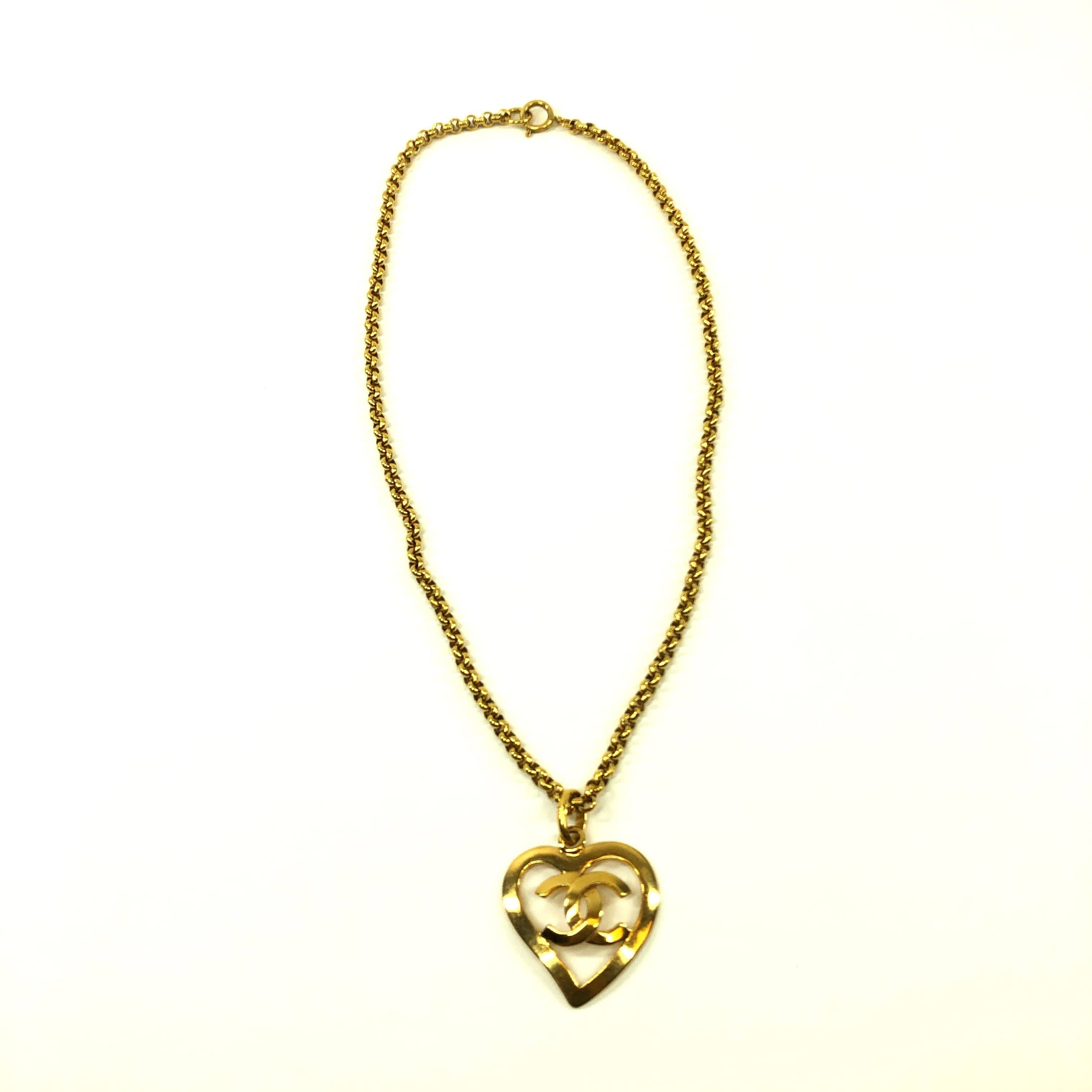 Chanel Chanel Necklace Heart Coco Mark Gold PXL1013