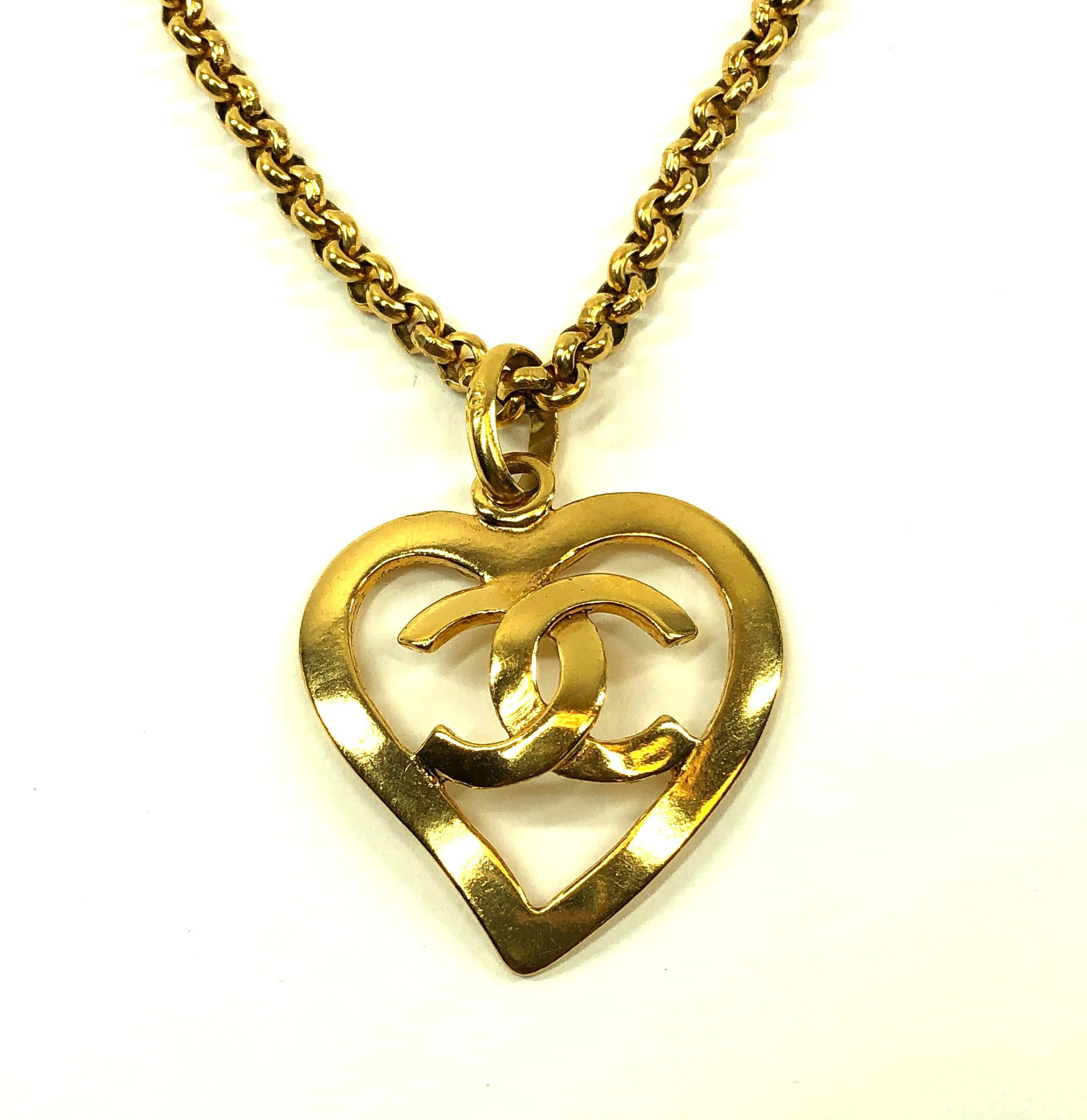 Chanel Chanel Necklace Heart Coco Mark Gold PXL1013