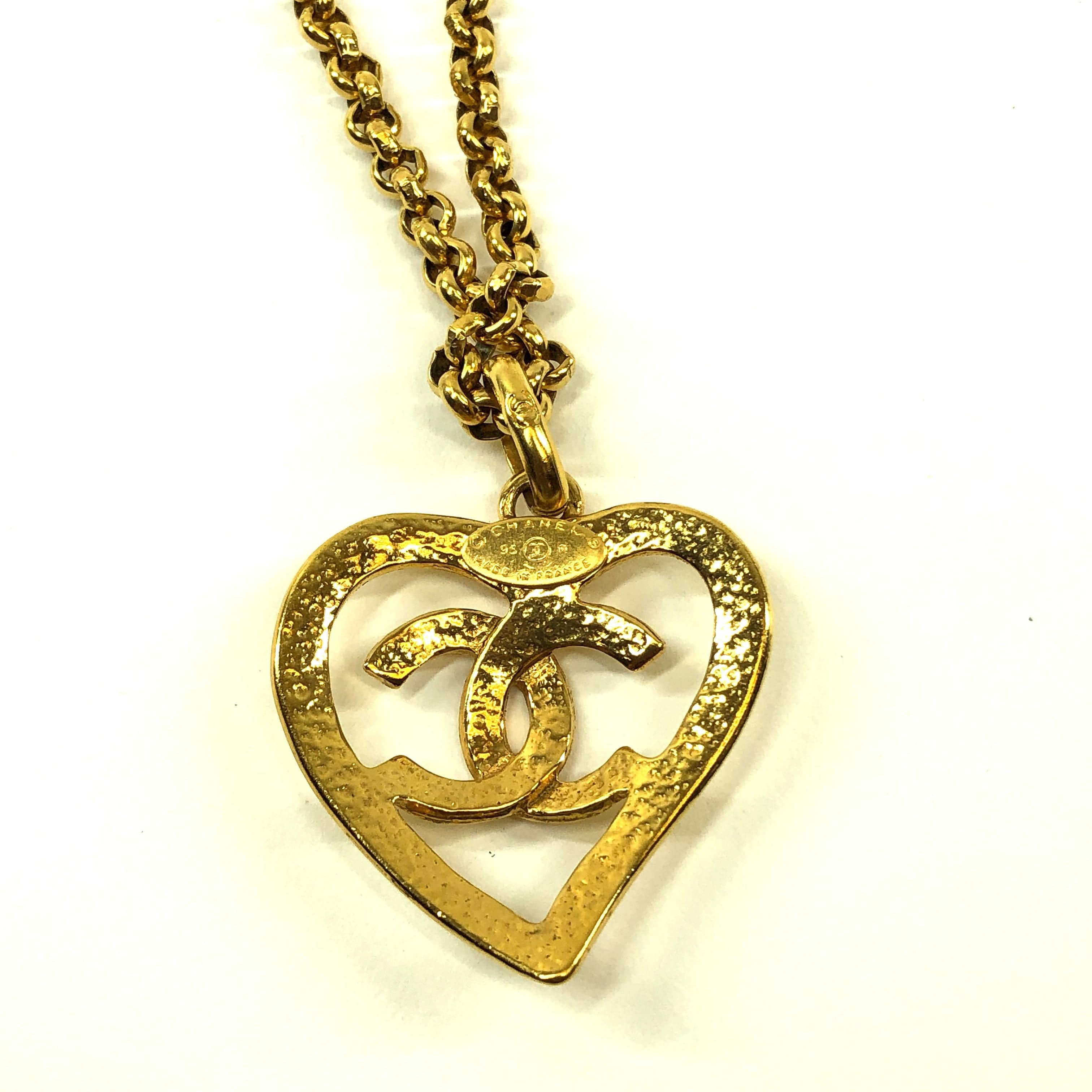 Chanel Chanel Necklace Heart Coco Mark Gold PXL1013