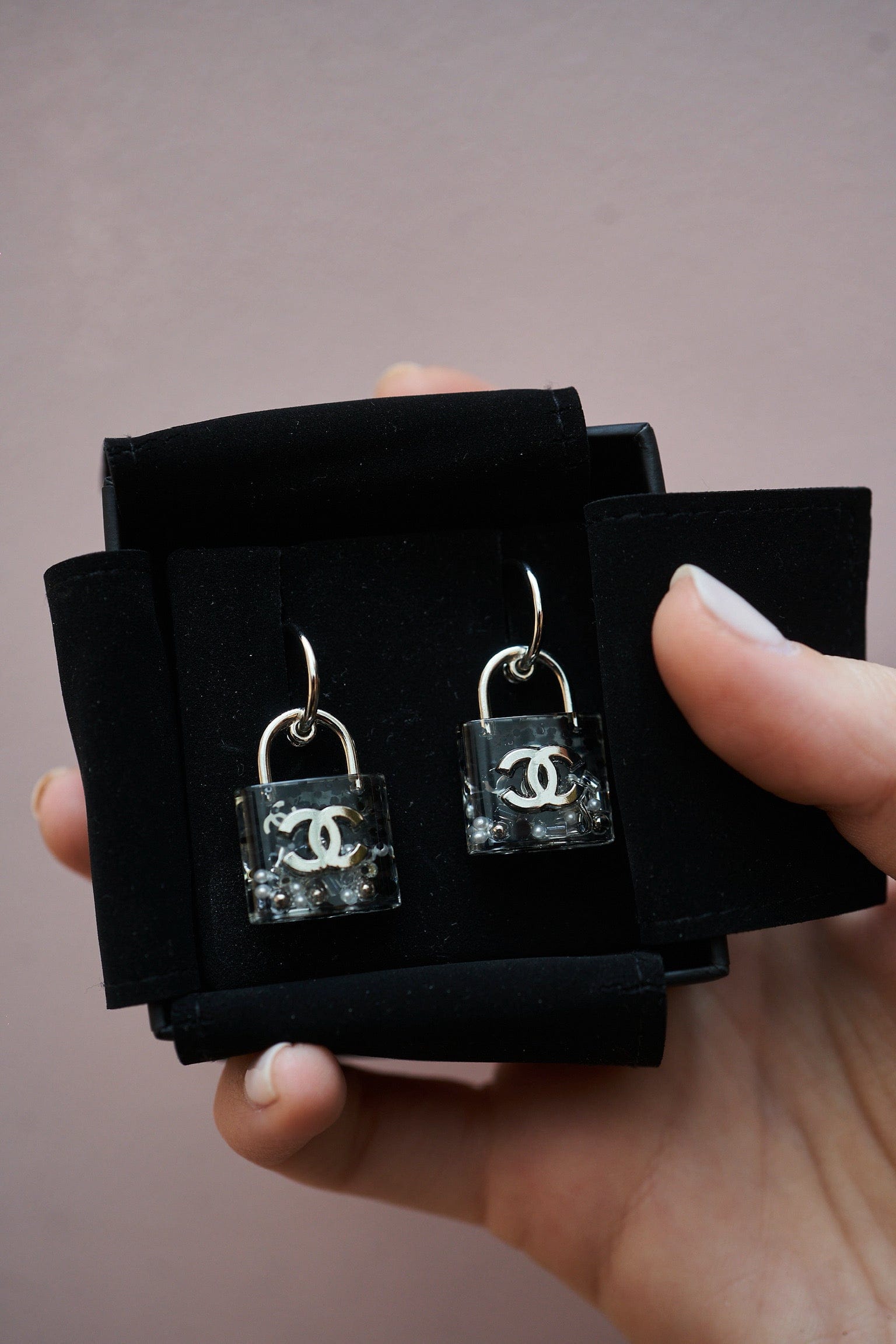 Chanel Chanel Padlock CC Stud Silver Earrings - AGC1119