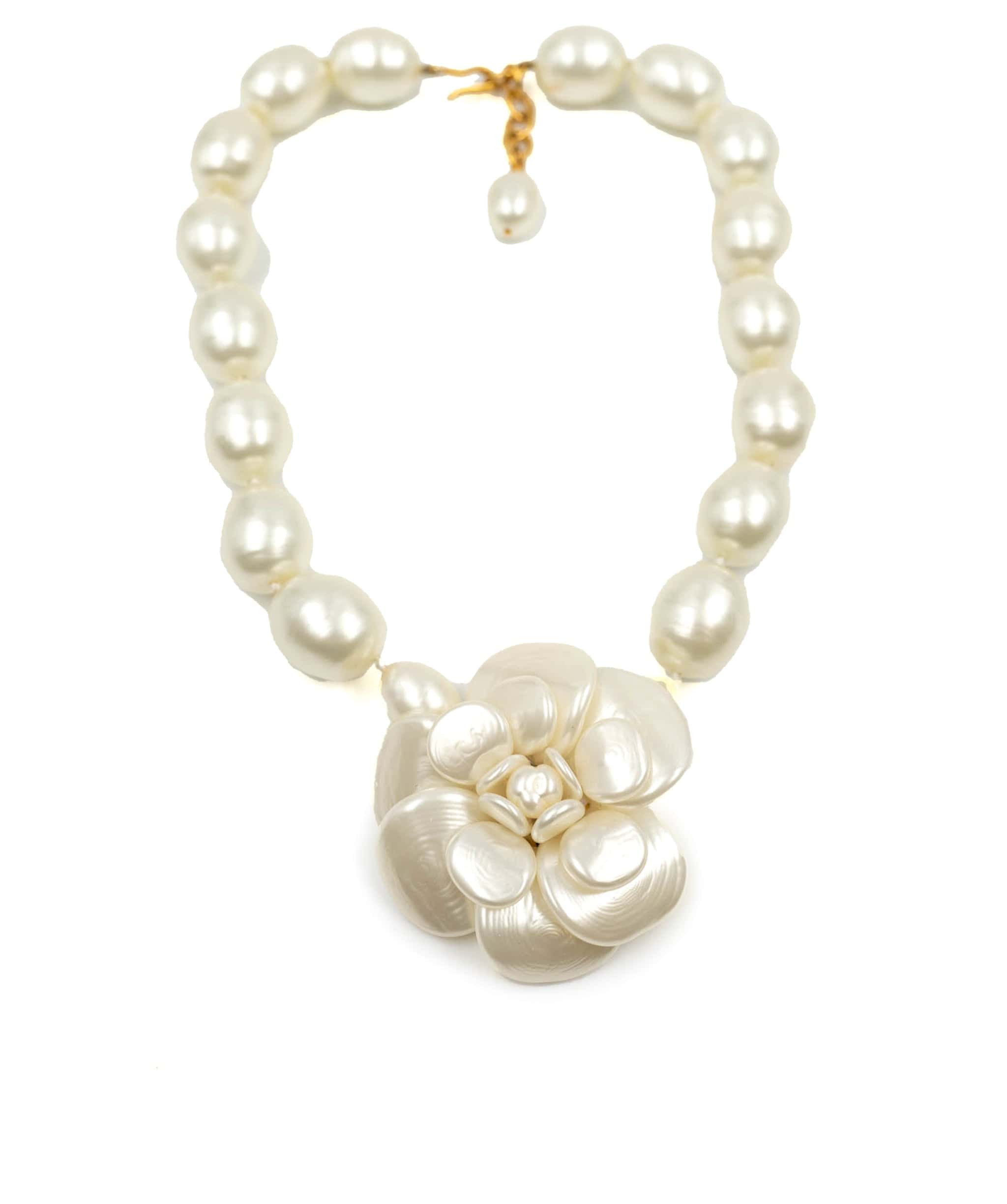 Chanel Chanel Pearl Camilia Necklace gripoix  ASL4812