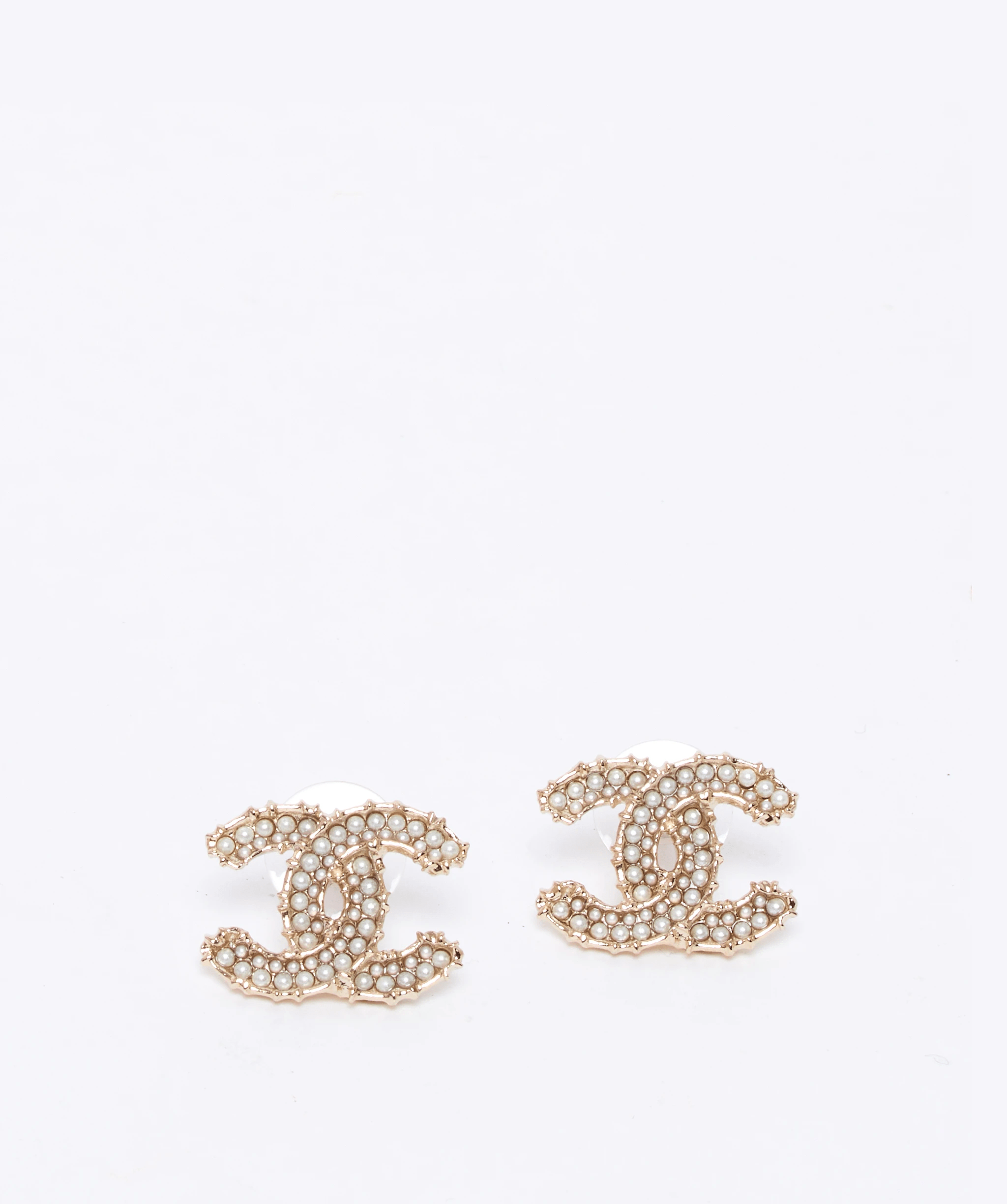 Chanel Chanel pearl encrusted large CC stud earrings