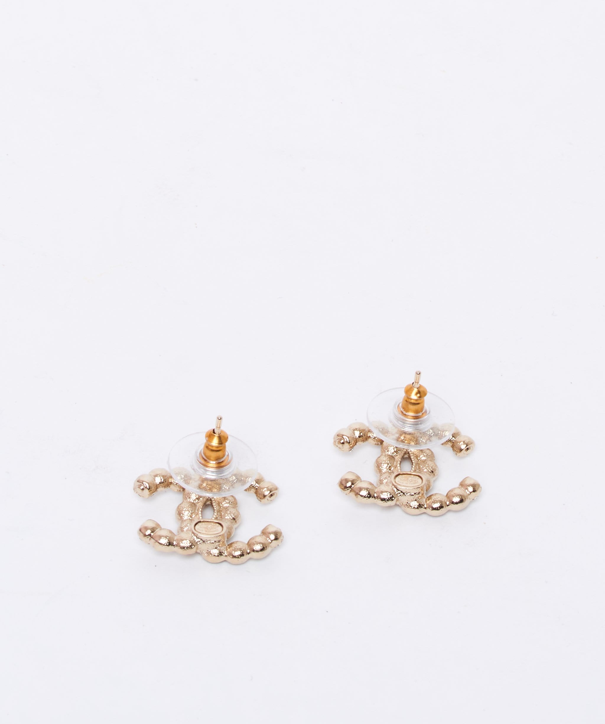 Chanel Chanel pearl with crystal ends large CC stud earrings