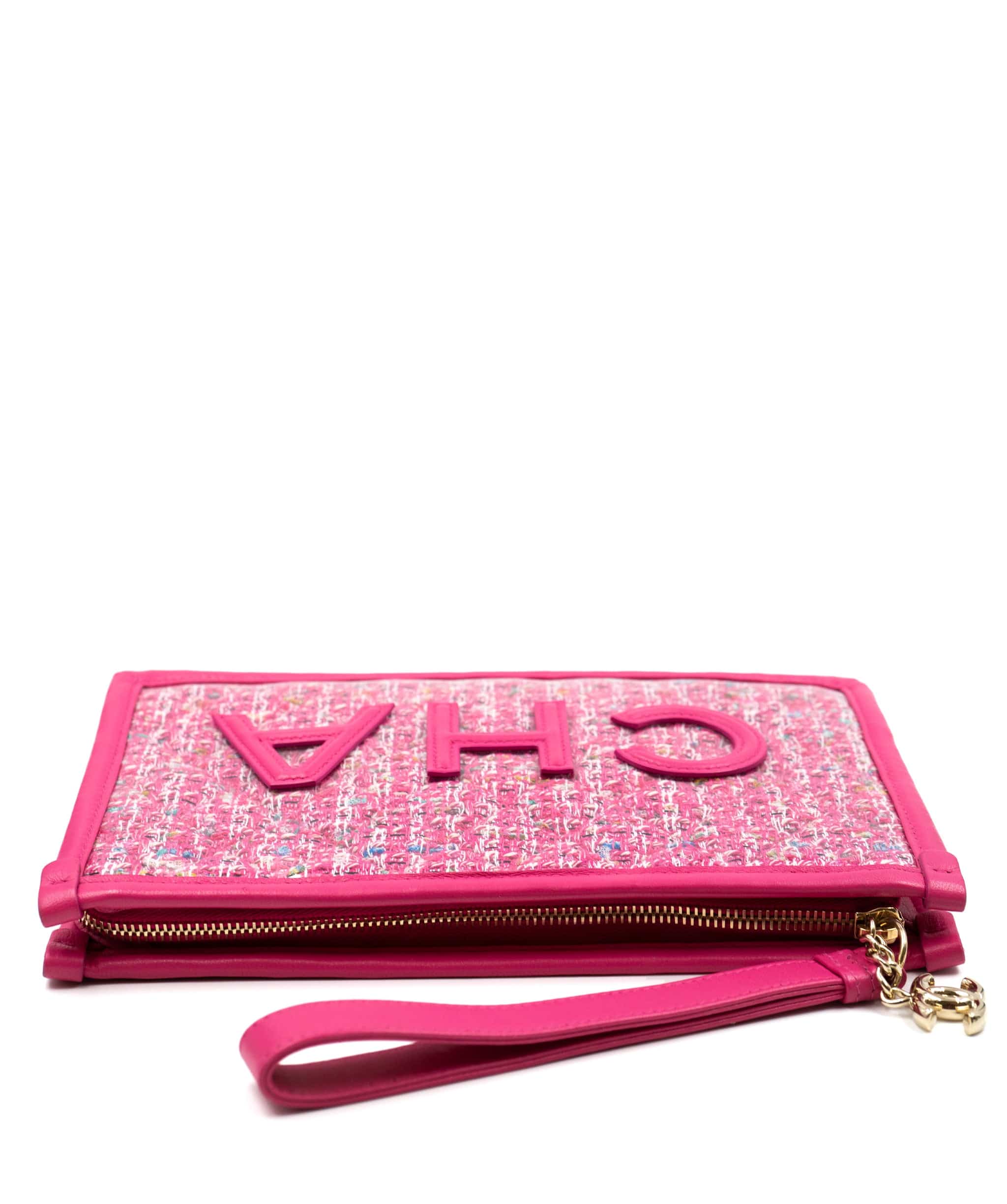 Chanel Chanel pink CHA - NEL wristlet - AWC1425