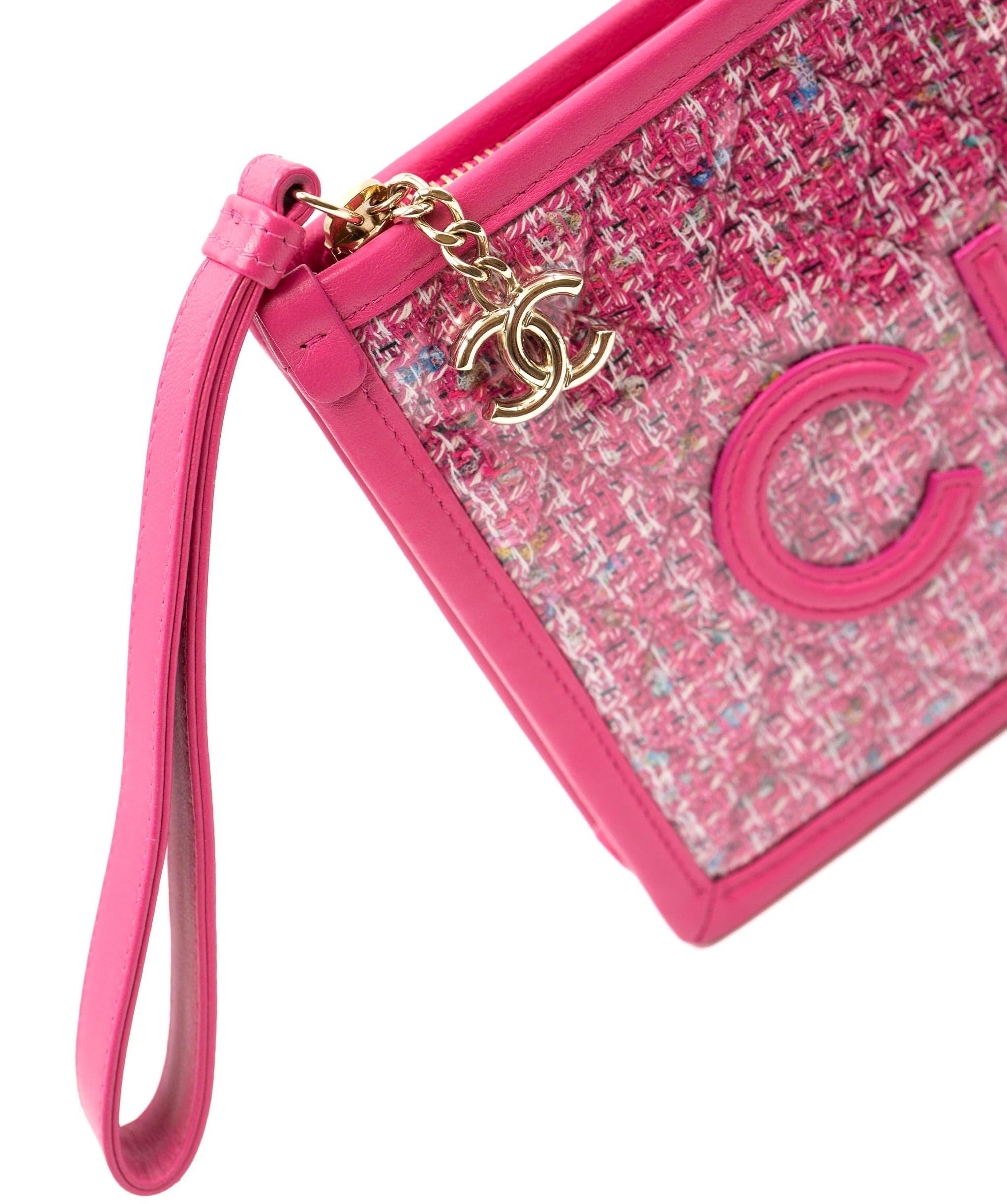 Chanel Chanel pink CHA - NEL wristlet - AWC1425