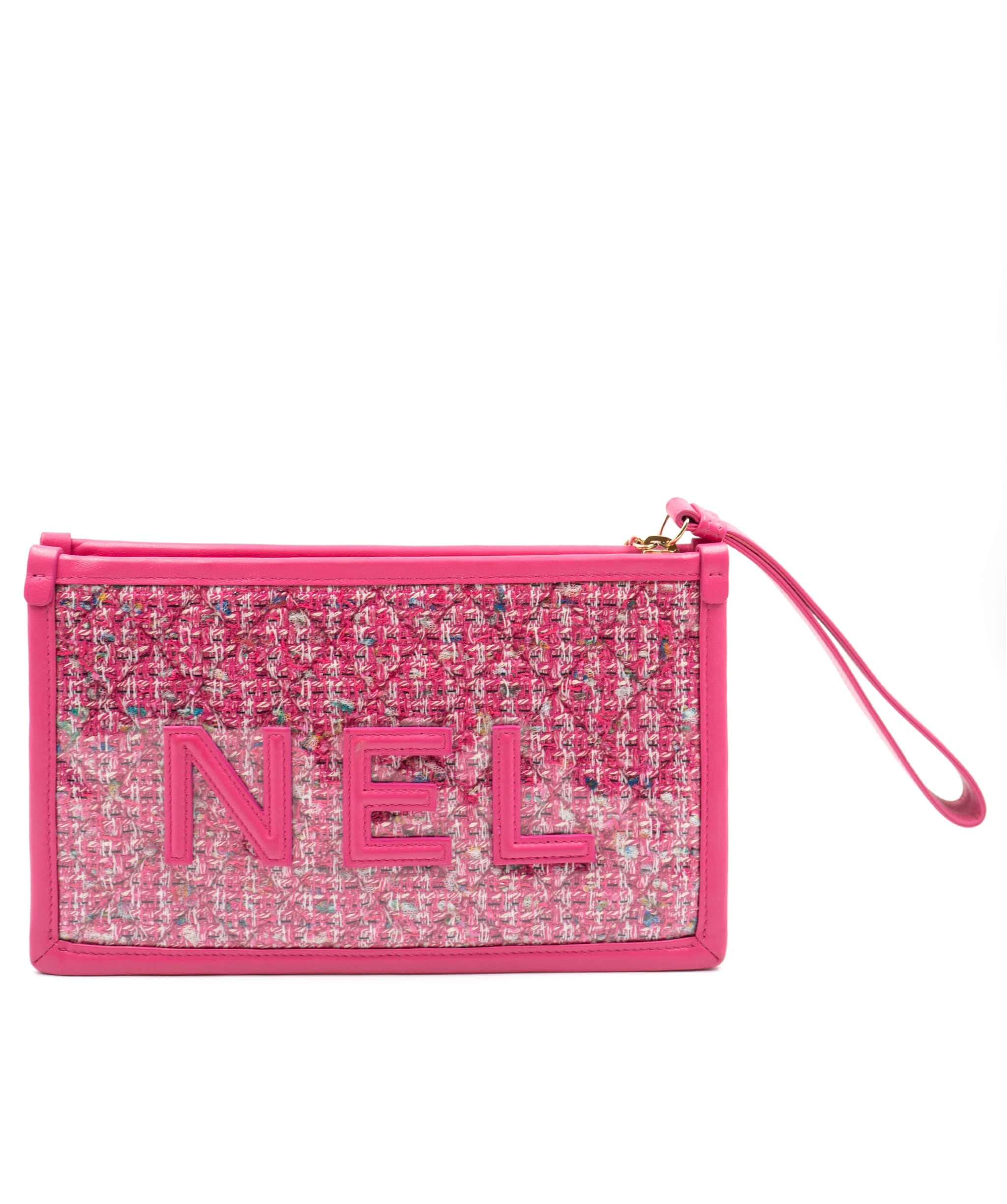 Chanel Chanel pink CHA - NEL wristlet - AWC1425