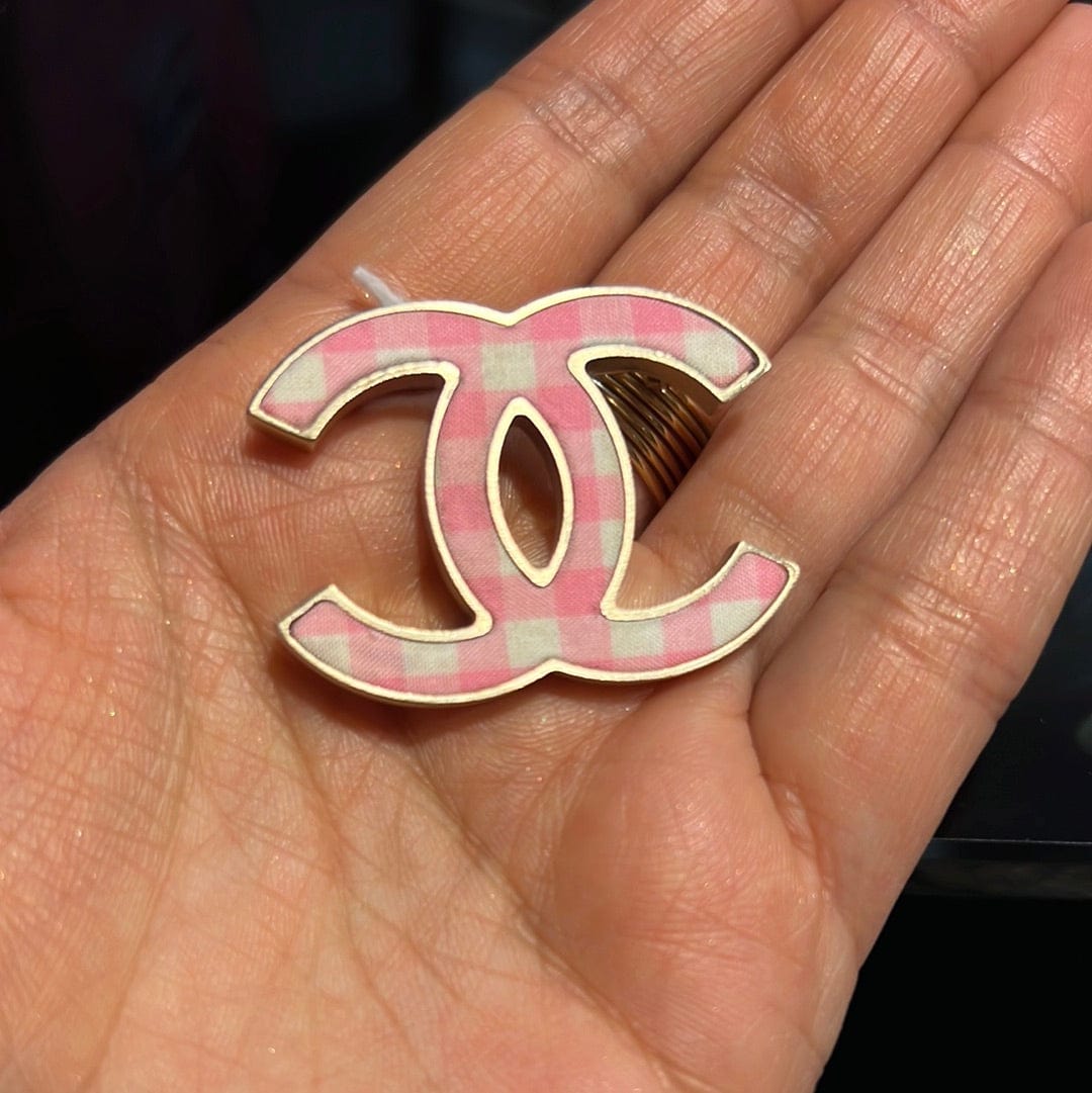 Chanel Chanel Pink Check CC Brooch - ASL2091