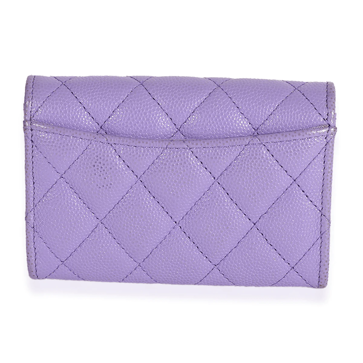 Chanel Chanel Purple Quilted Caviar Flap Card Holder Wallet 123470