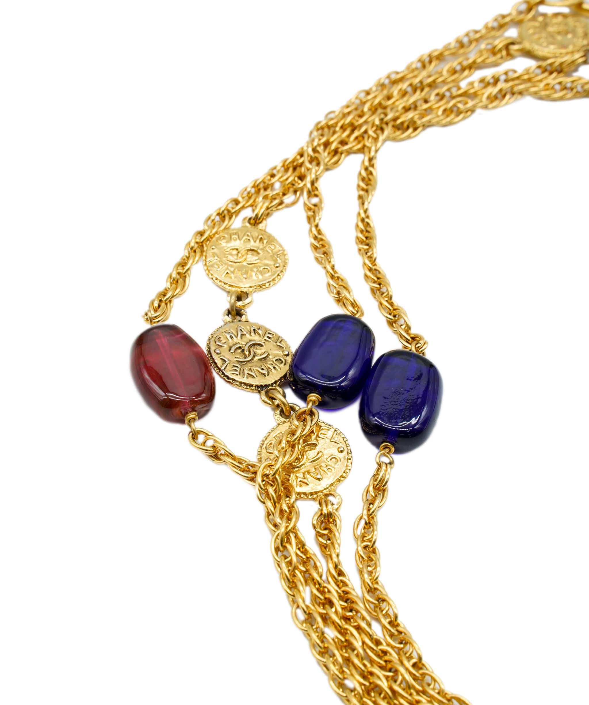 Chanel Chanel Red/Blue Gripoix Necklace ASL4057