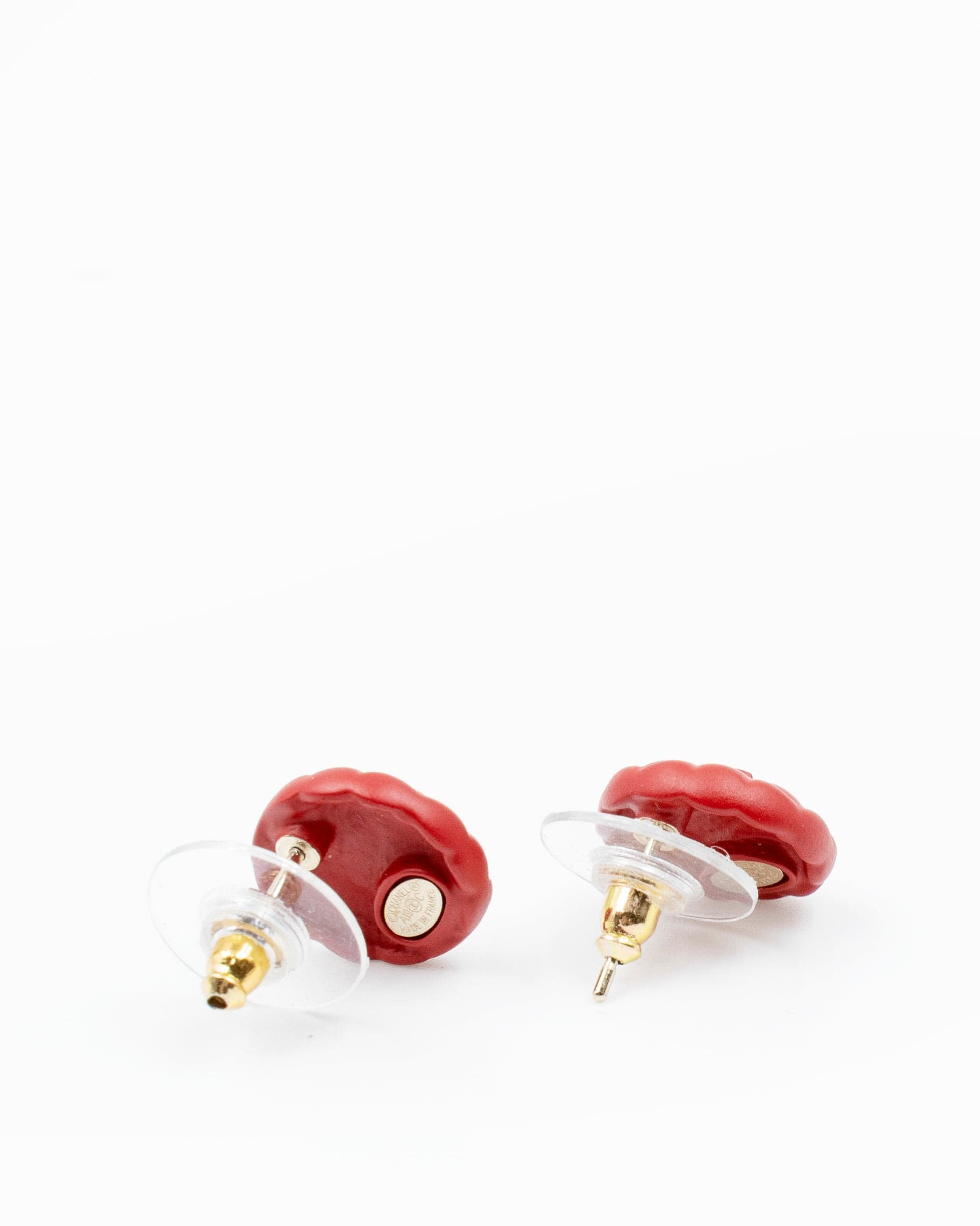 Chanel Chanel Red Button CC Stud Earrings  AGC1144