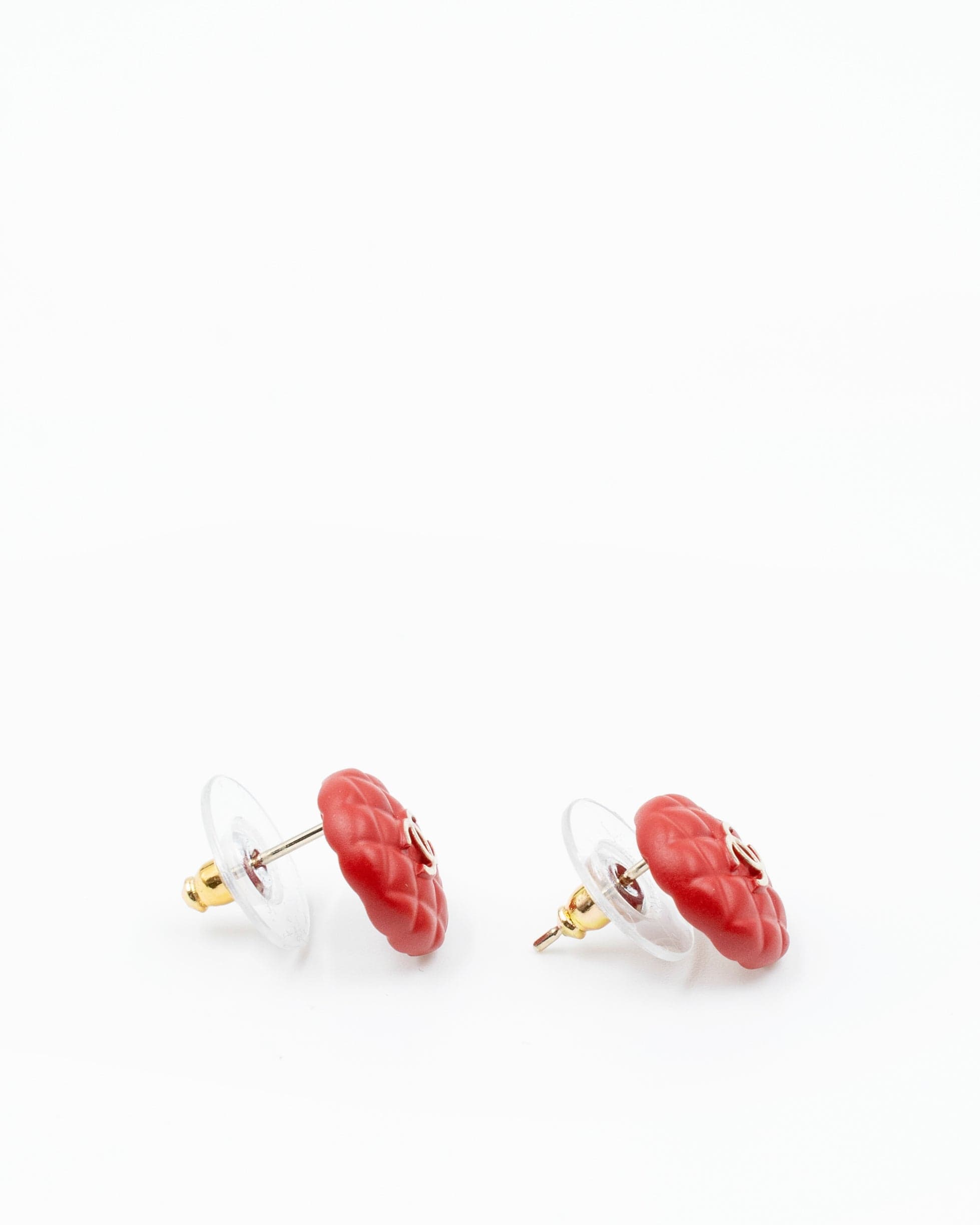 Chanel Chanel Red Button CC Stud Earrings  AGC1144