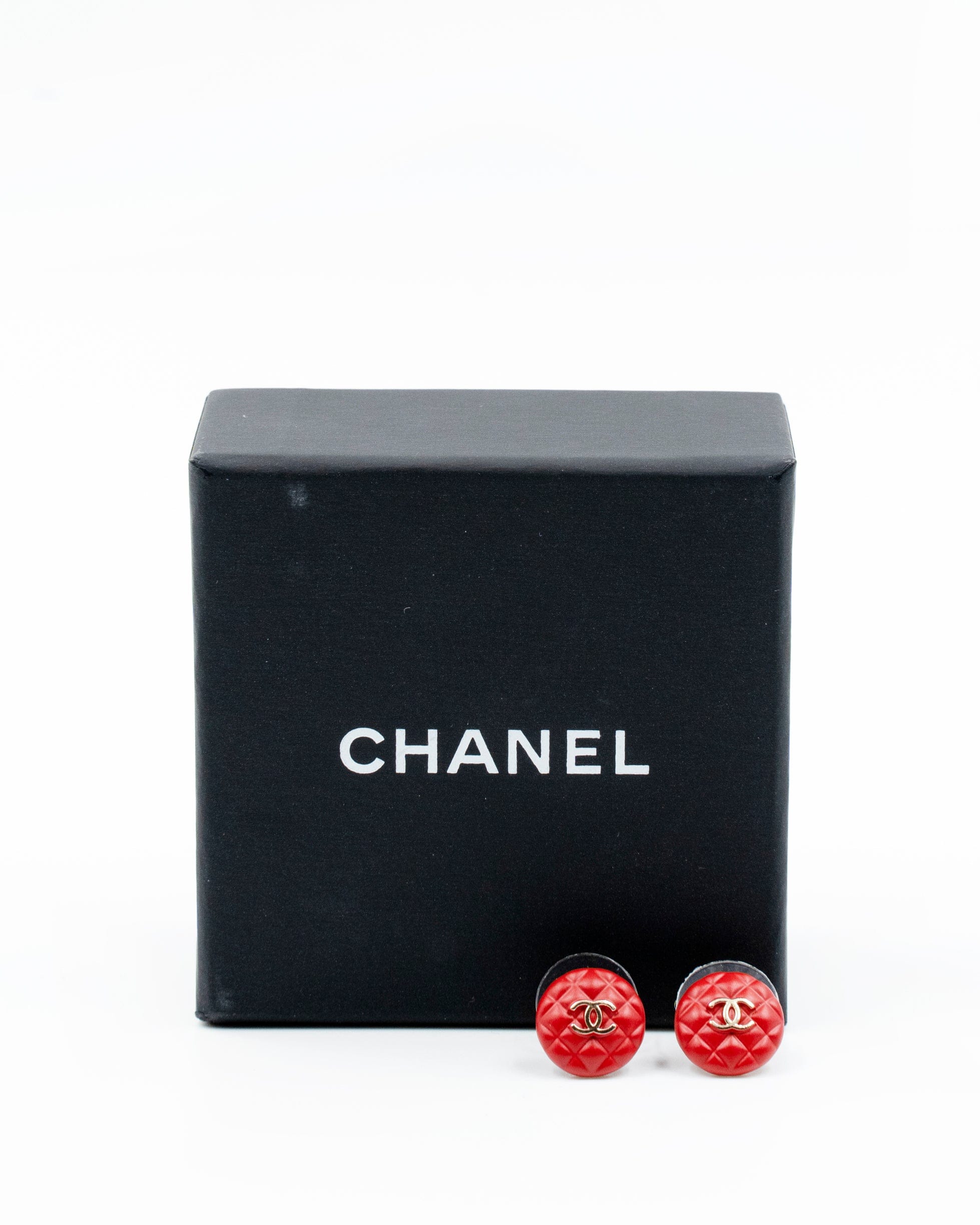 Chanel Chanel Red Button CC Stud Earrings  AGC1144