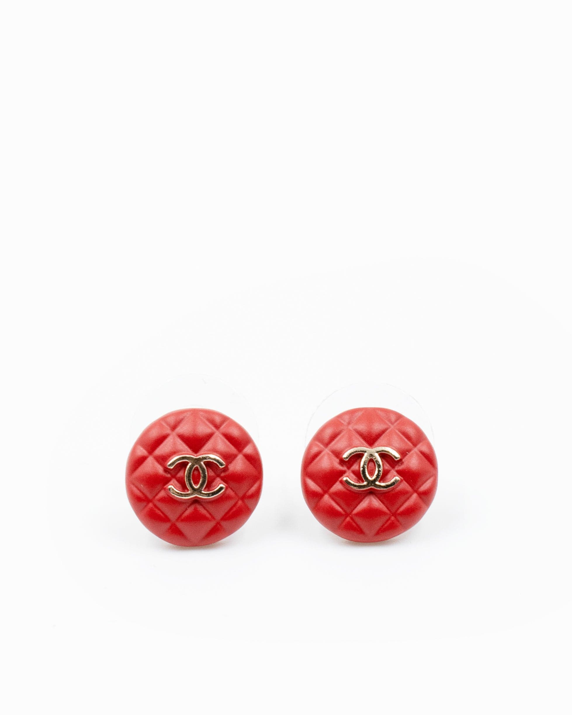 Chanel Chanel Red Button CC Stud Earrings  AGC1144