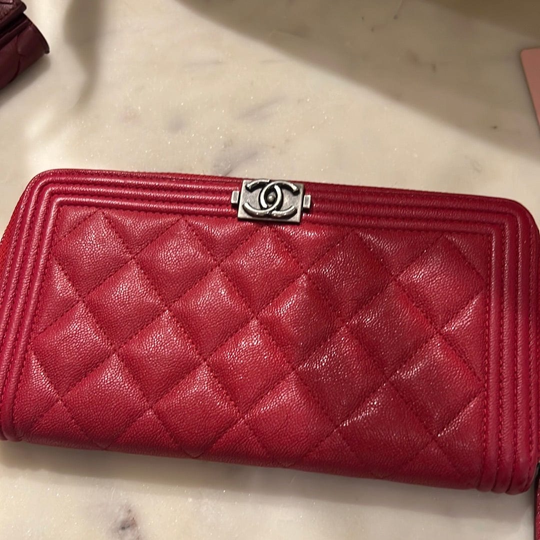 Chanel Chanel Red Caviar Boy Wallet