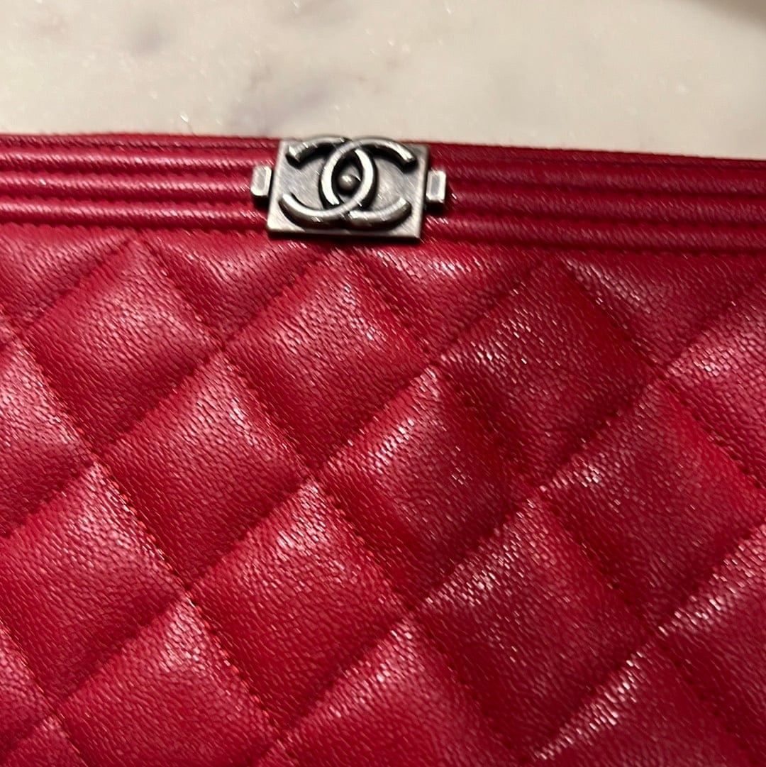 Chanel Chanel Red Caviar Boy Wallet