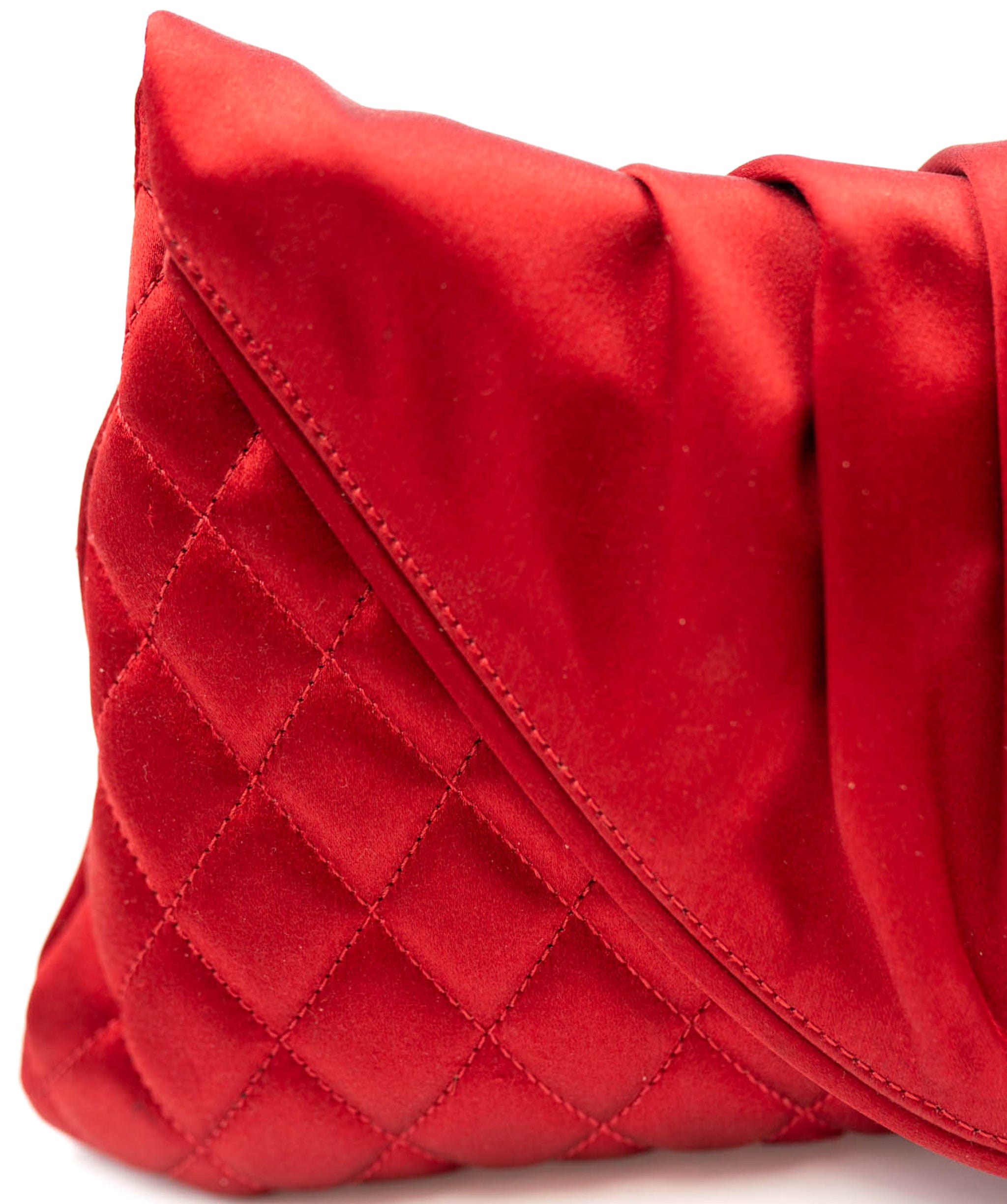 Chanel Chanel red satin clutch ASL4227