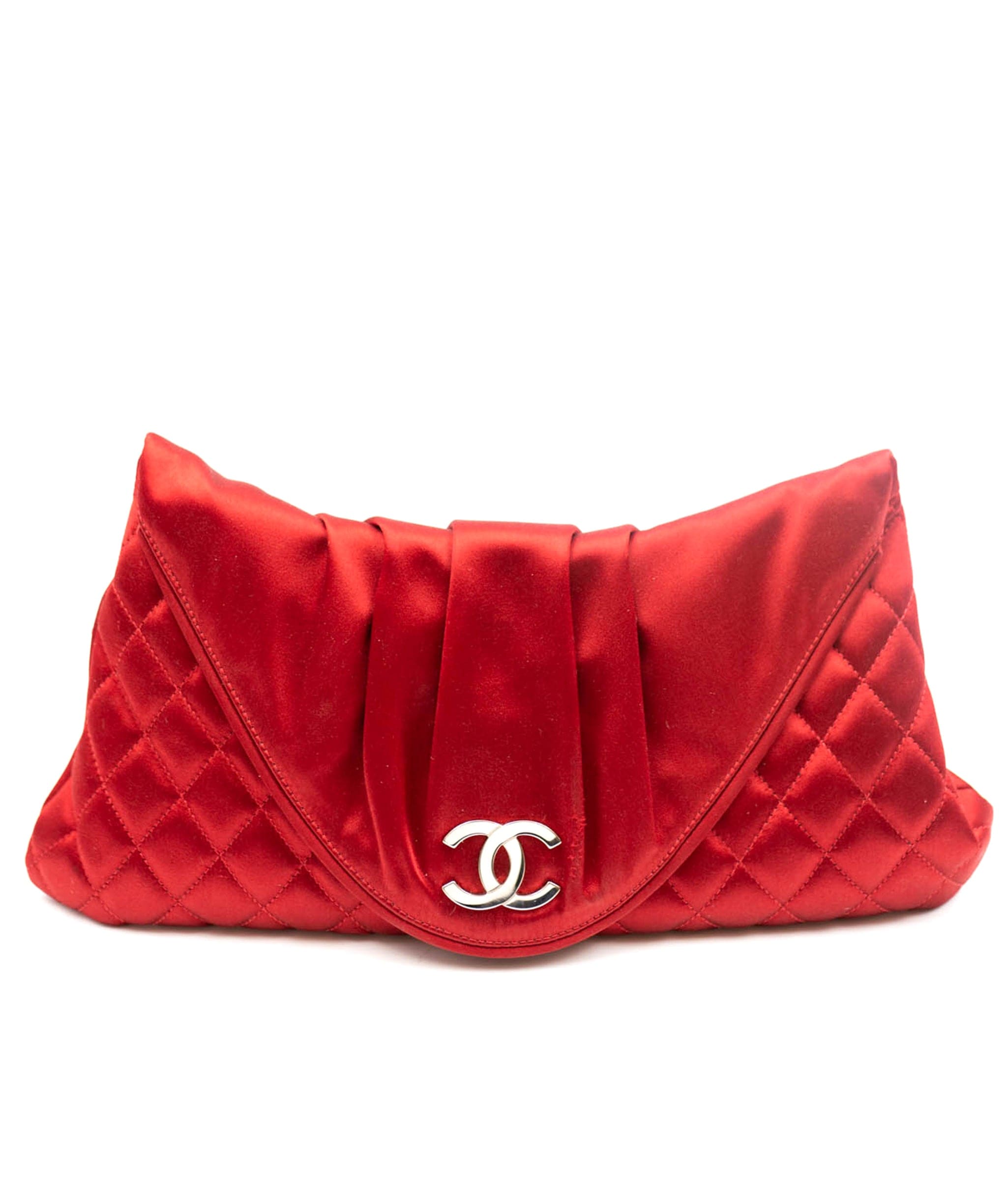 Chanel Chanel red satin clutch ASL4227