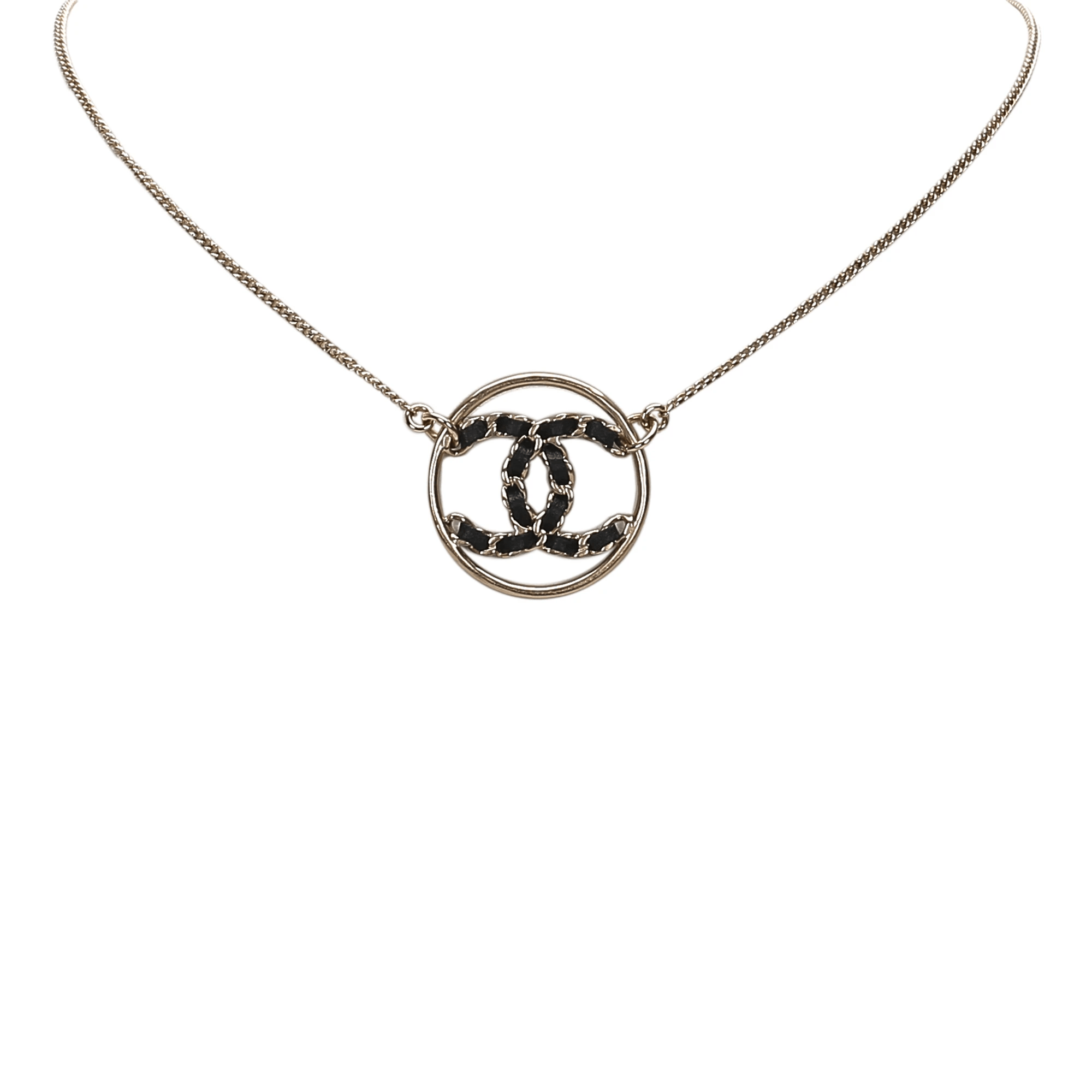 Chanel Chanel Round CC Interwoven Leather Logo Necklace LOJ0FCHCN001