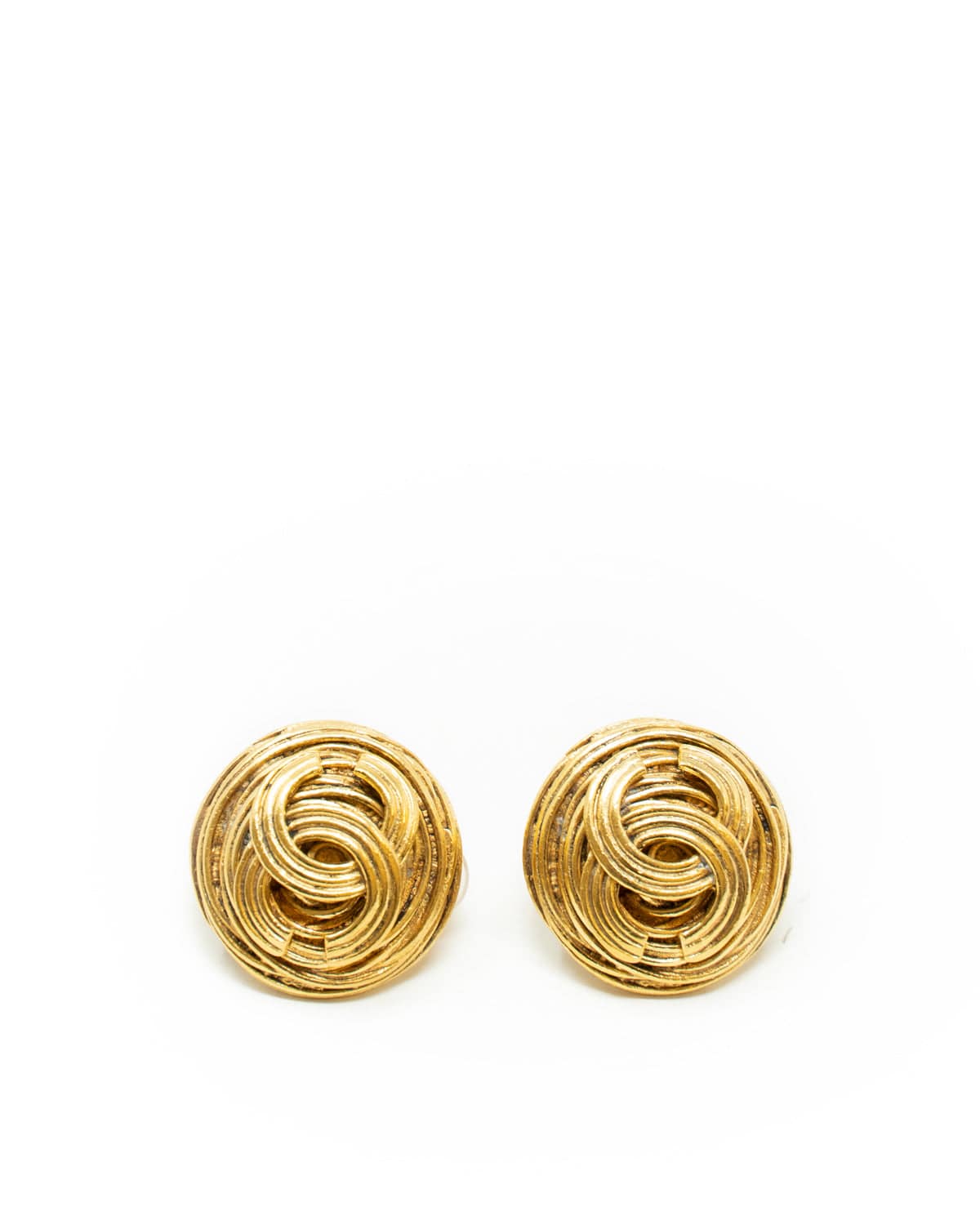 Chanel Chanel Round Clip Earrings Rope style ASL3370