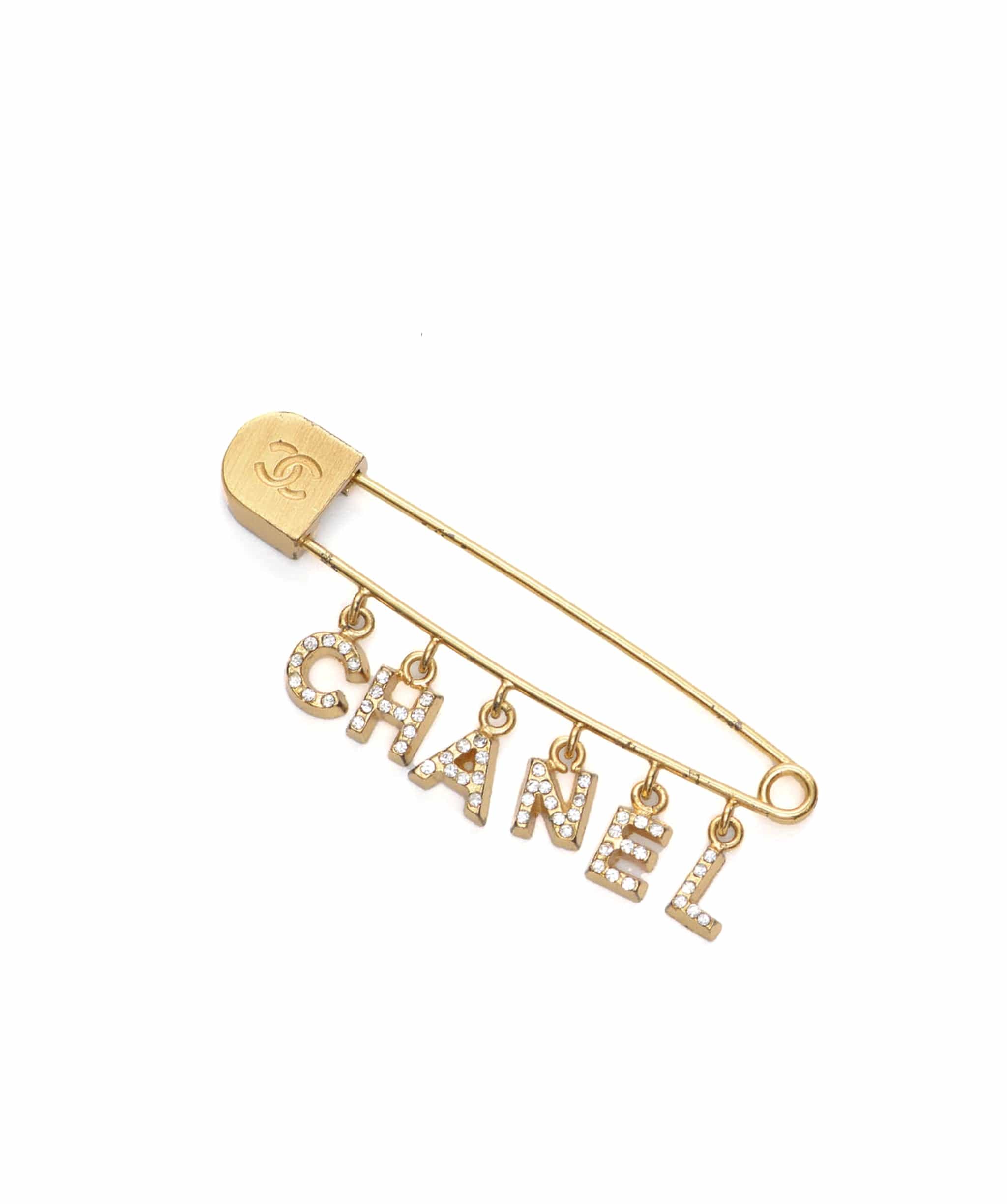 Chanel Chanel safety pin logo dangle brooch - AWC1743