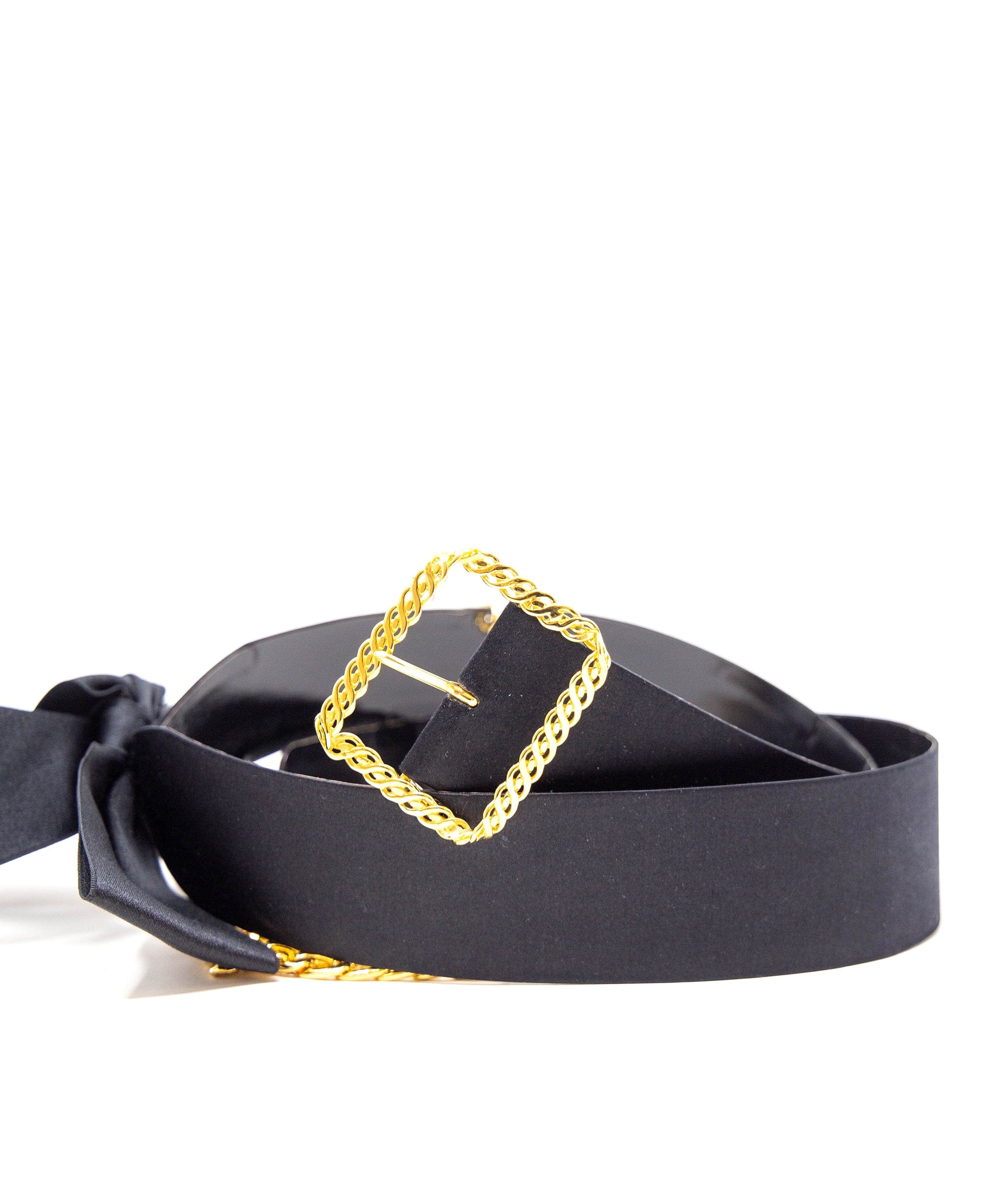 Chanel Chanel Satin Bow Belt with Gold Tone Medallion and Buckle - AWL3561