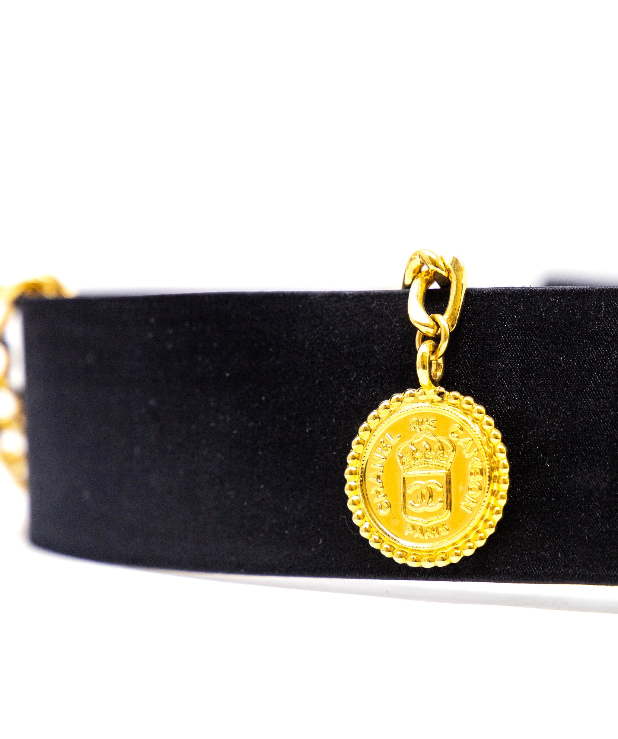 Chanel Chanel Satin Bow Belt with Gold Tone Medallion and Buckle - AWL3561