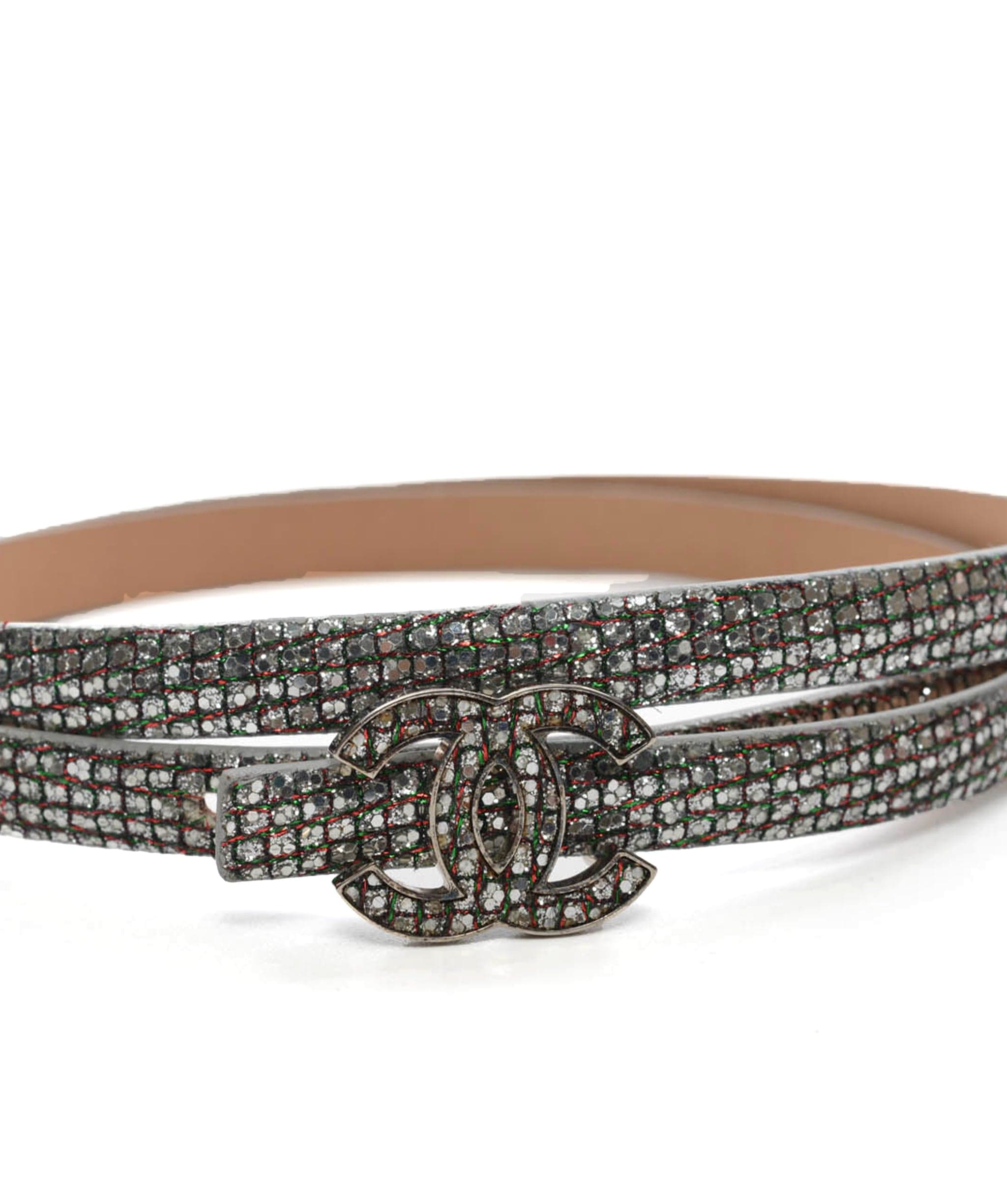 Chanel Chanel Sequin Rhinestone Skinny Belt SKC1095