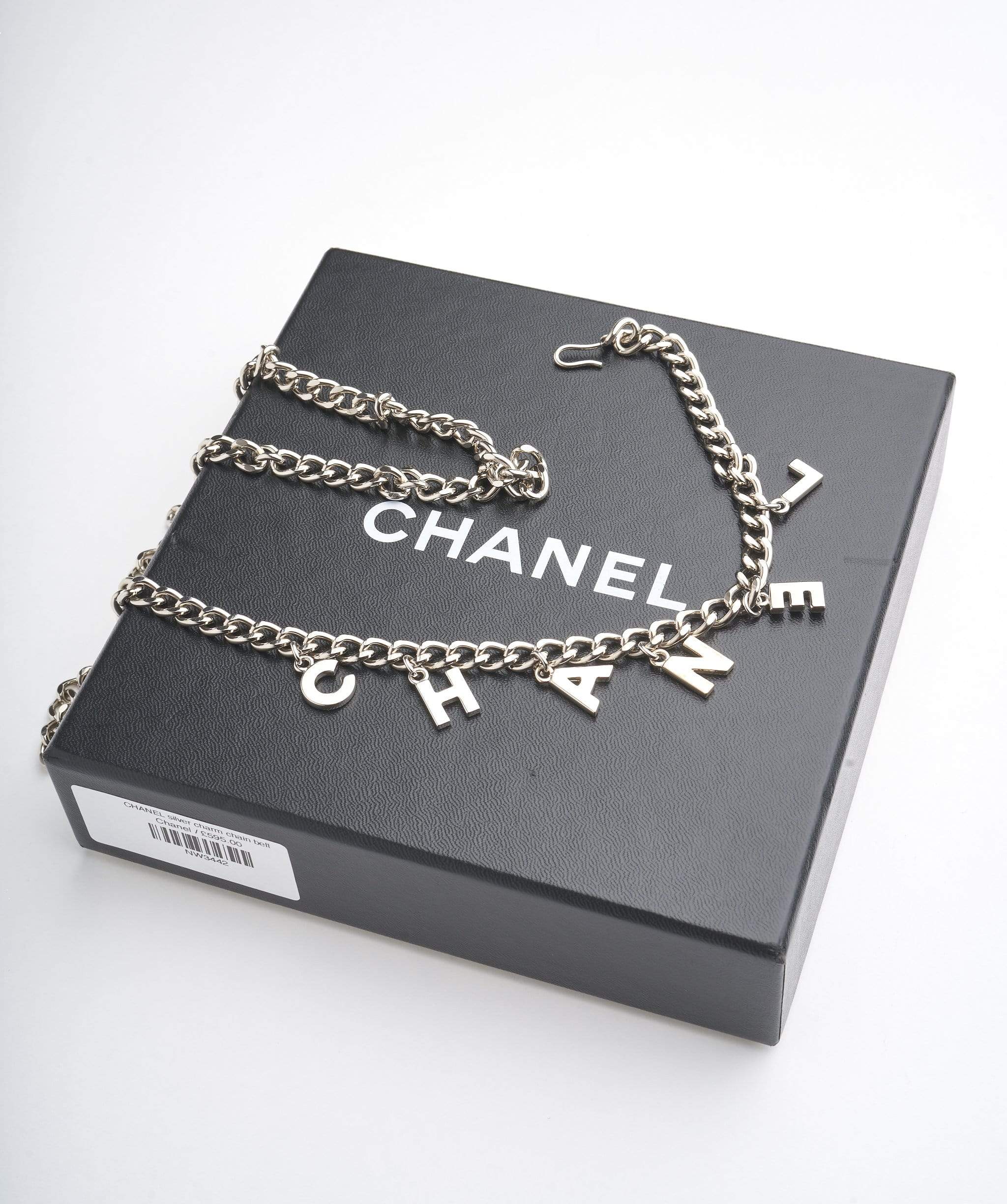 Chanel CHANEL silver charm chain belt