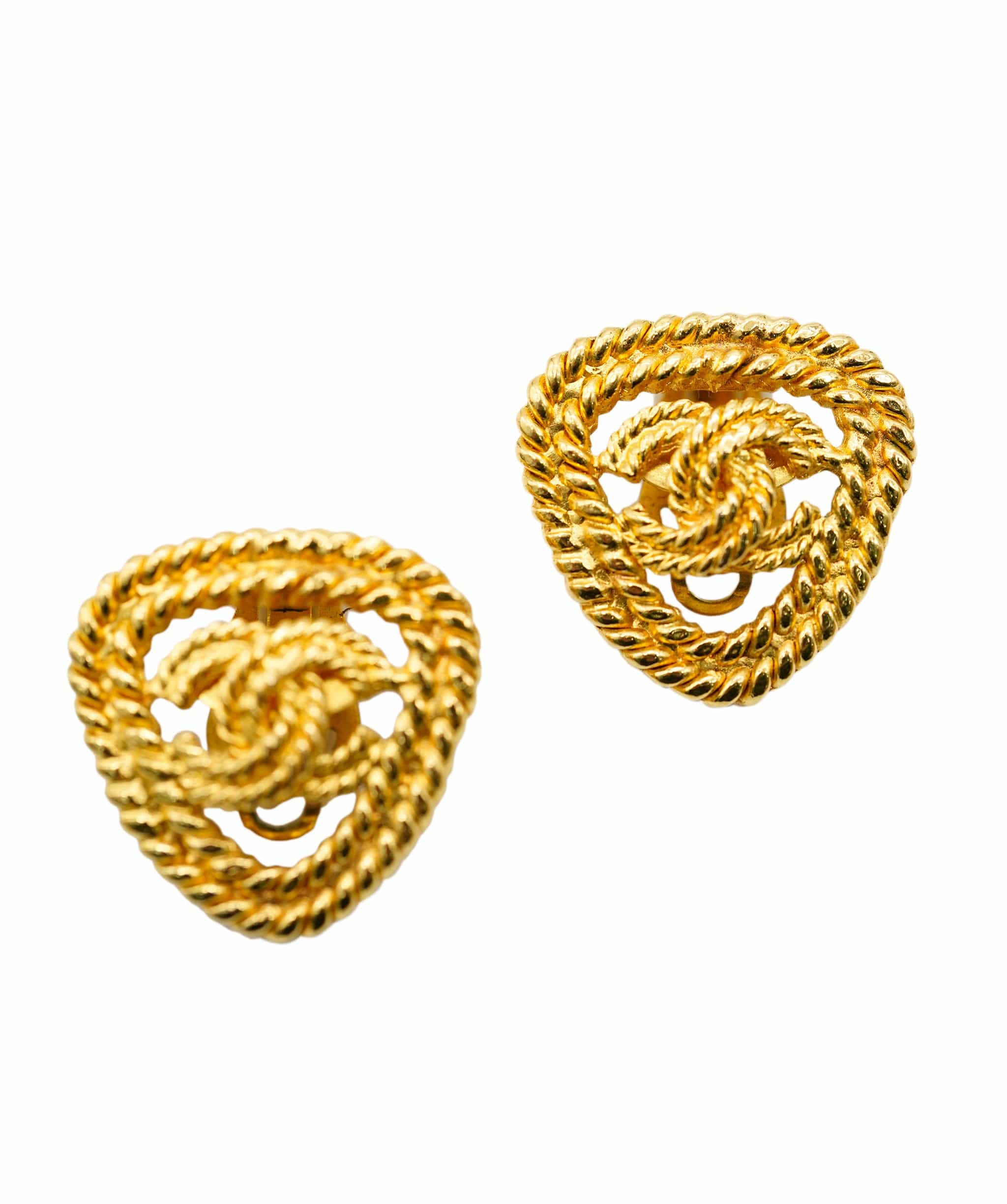 Chanel Chanel twisted rope and CC logo triangle clip-on earrings - AWL2752