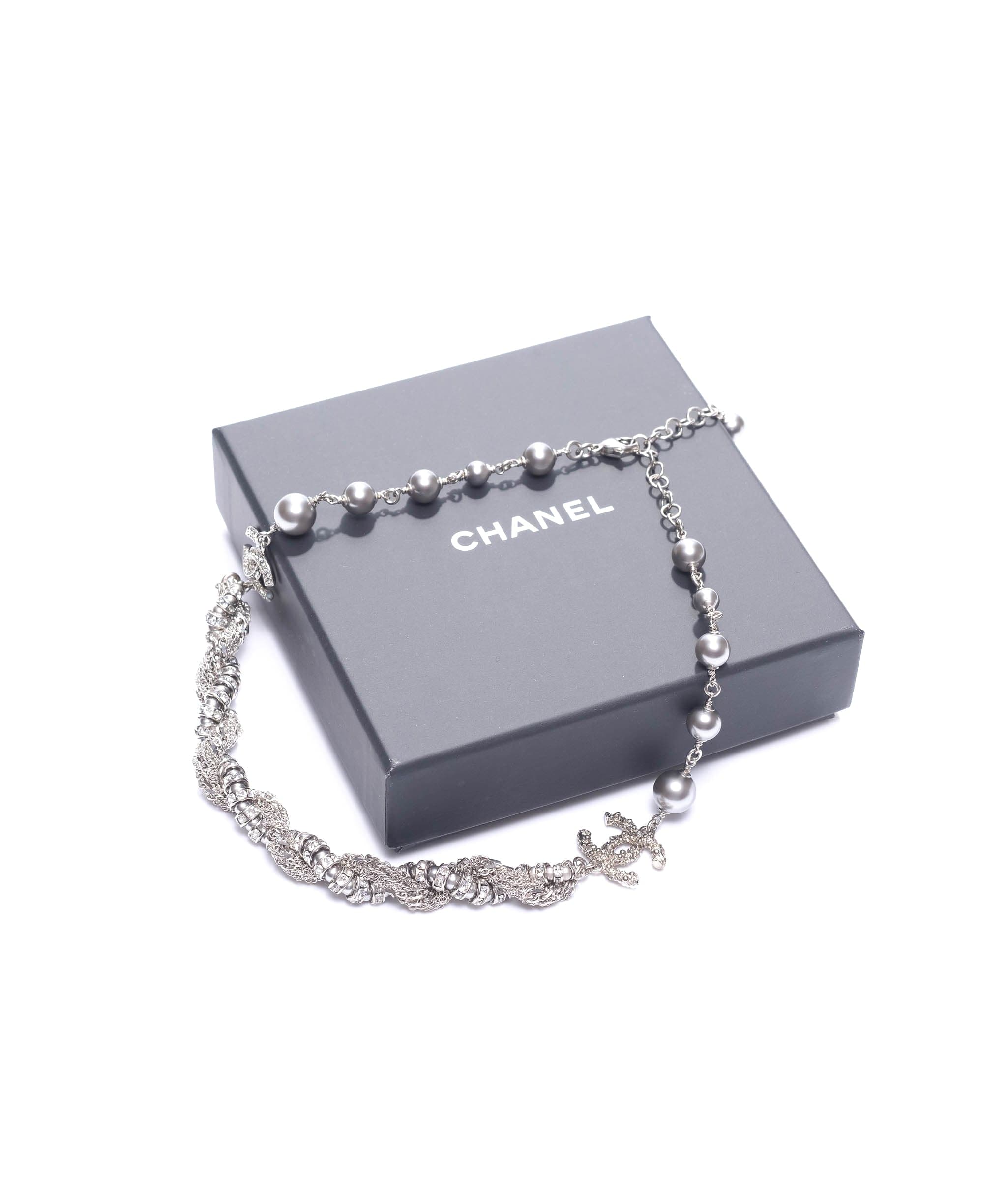 Chanel Chanel Twisted Rope Strass CC Logo Choker Necklace SKC1159