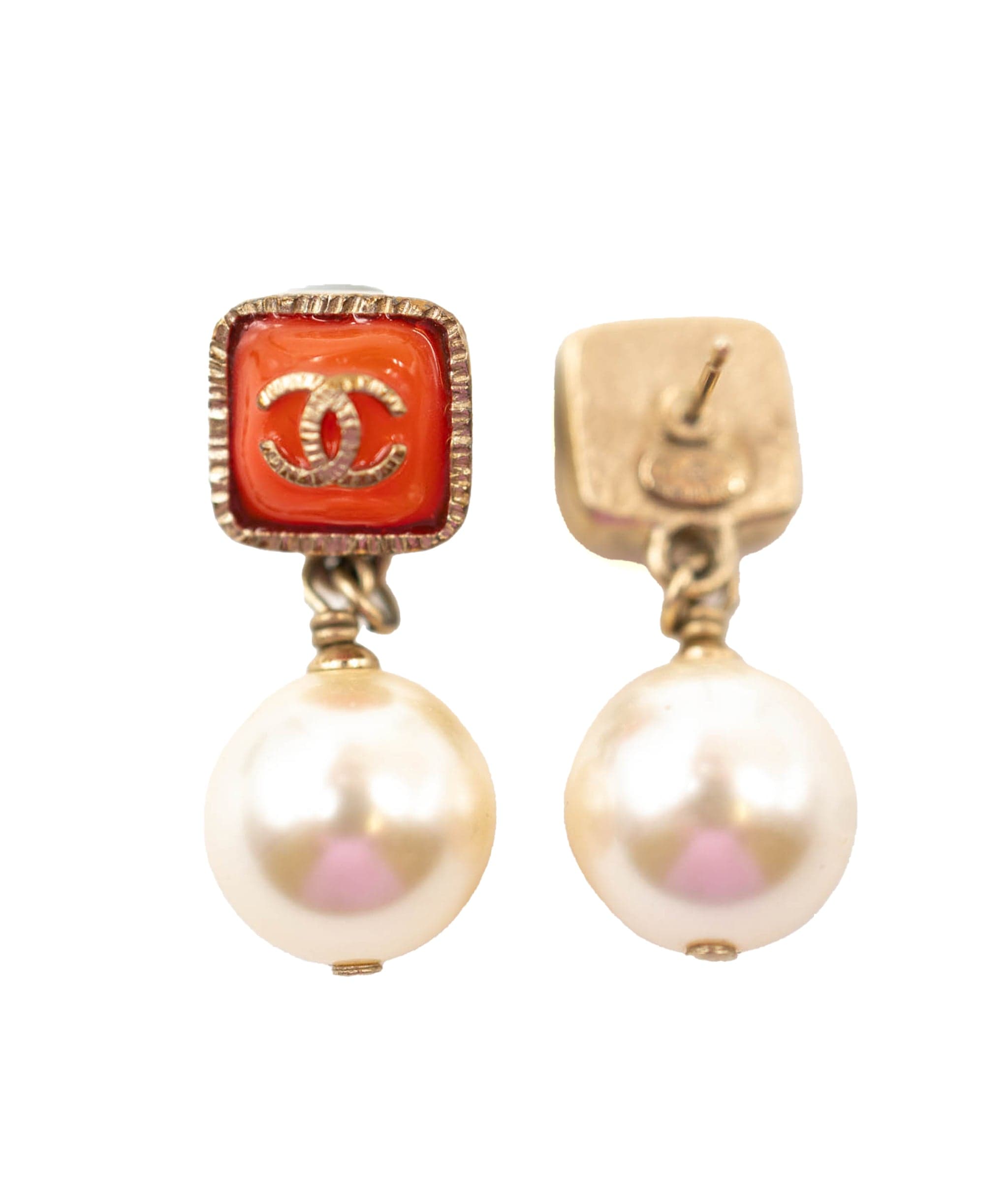 Chanel Chanel White and Orange Earrings RJL1538