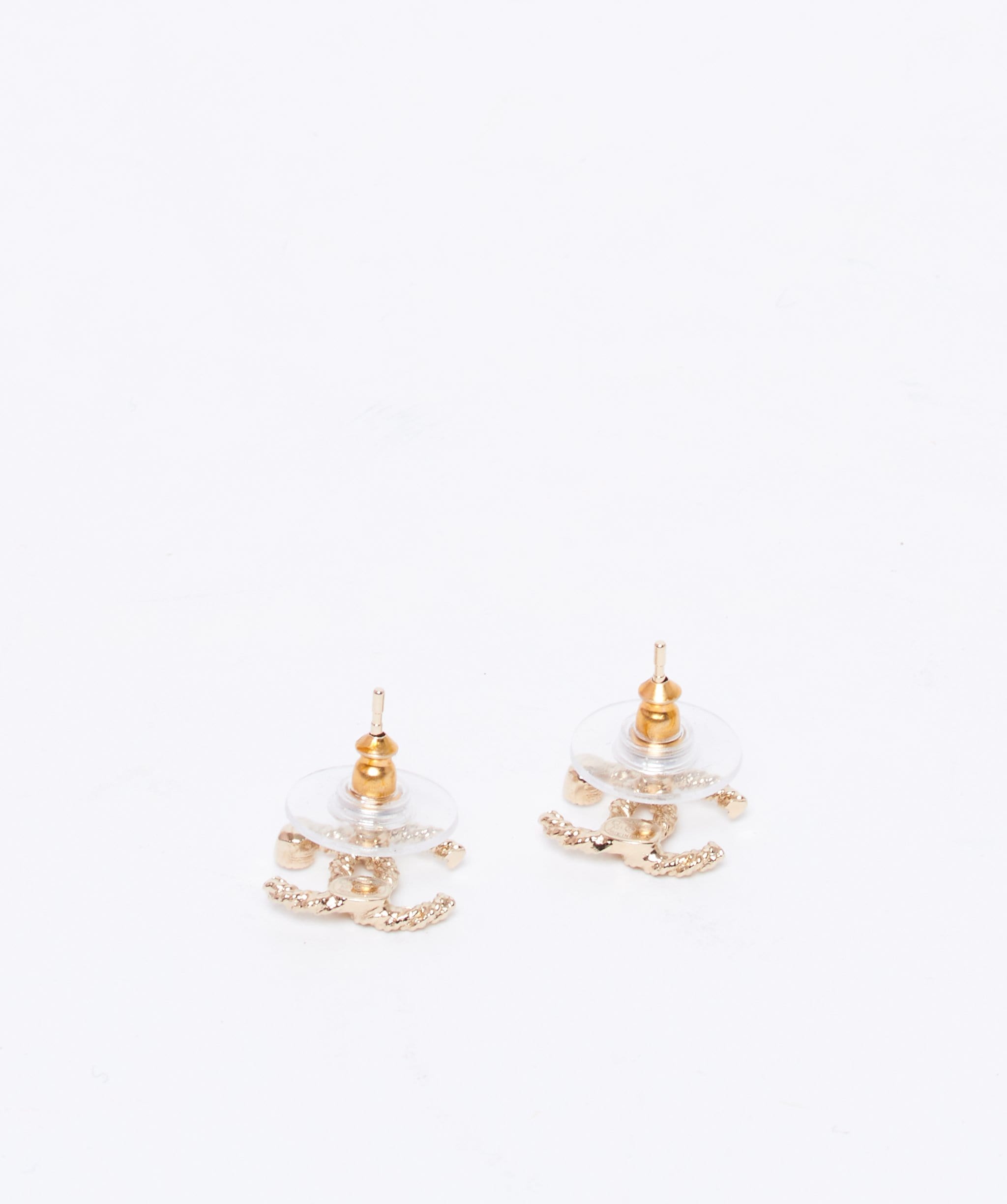 Chanel Chanel woven gold with crystal CC stud earrings